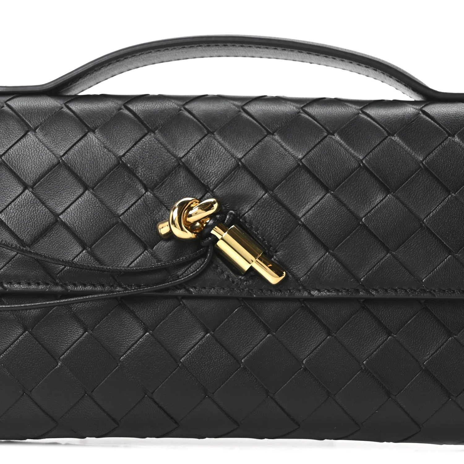 Nappa Intrecciato Long Andiamo Top Handle Clutch Black - Image 7