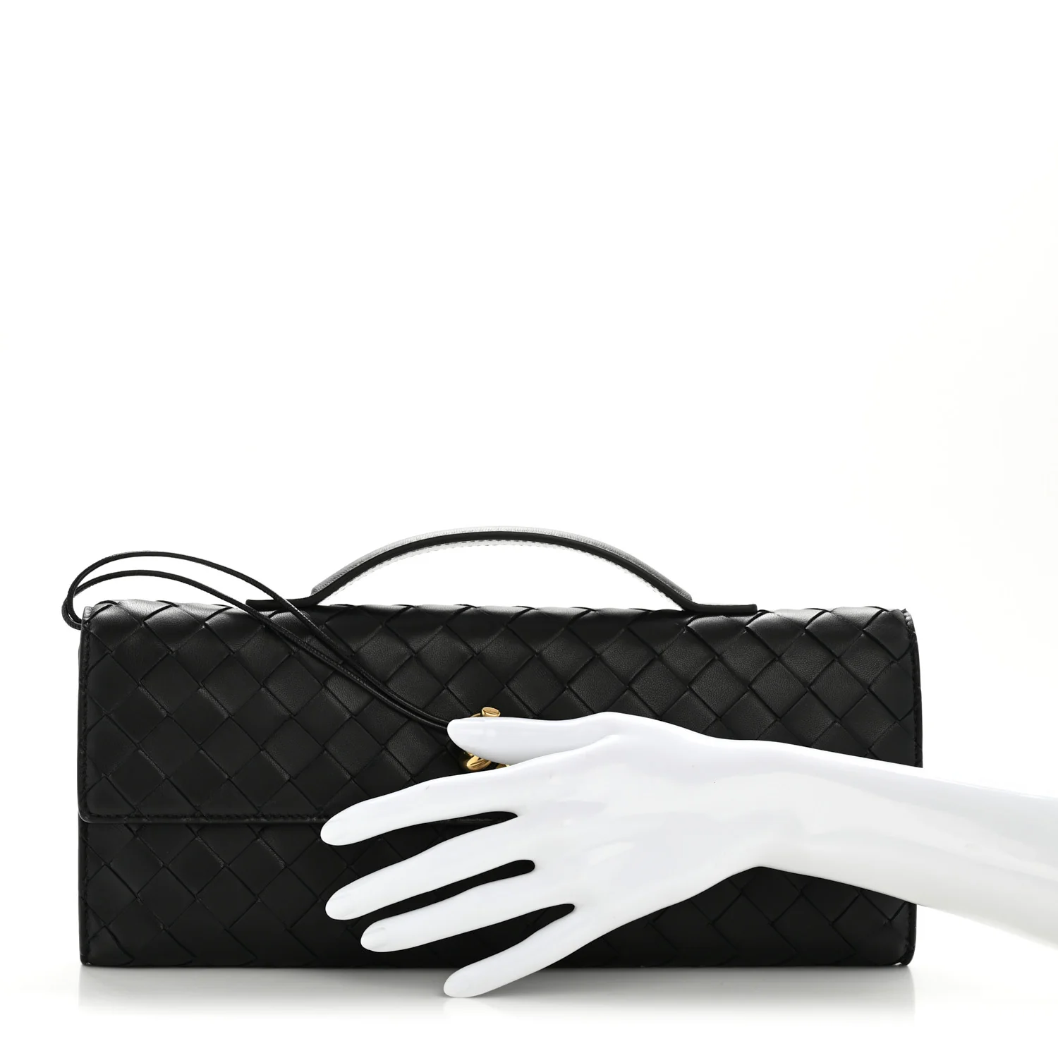 Nappa Intrecciato Long Andiamo Top Handle Clutch Black - Image 2
