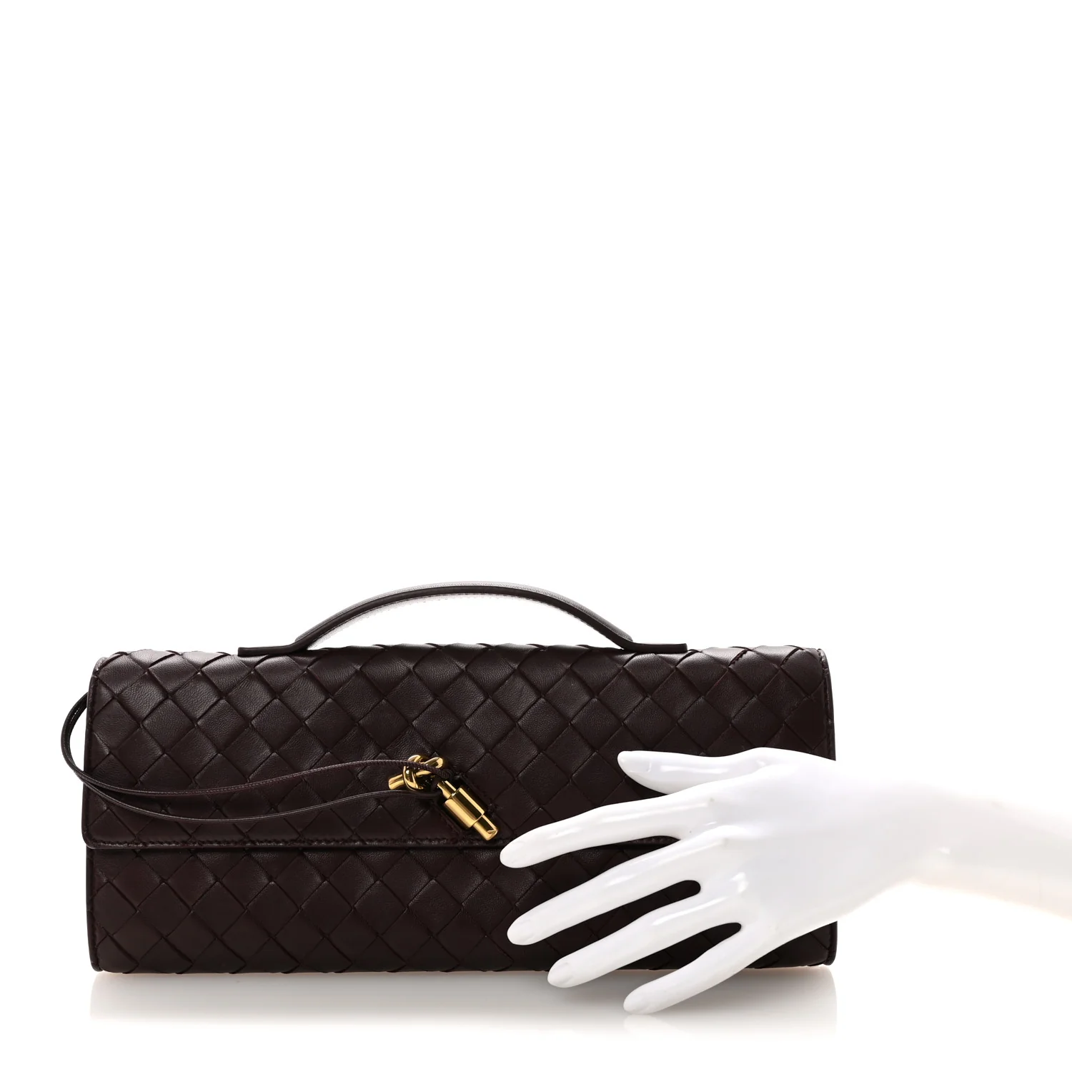 Nappa Intrecciato Long Andiamo Top Handle Clutch Dark Barolo - Image 2