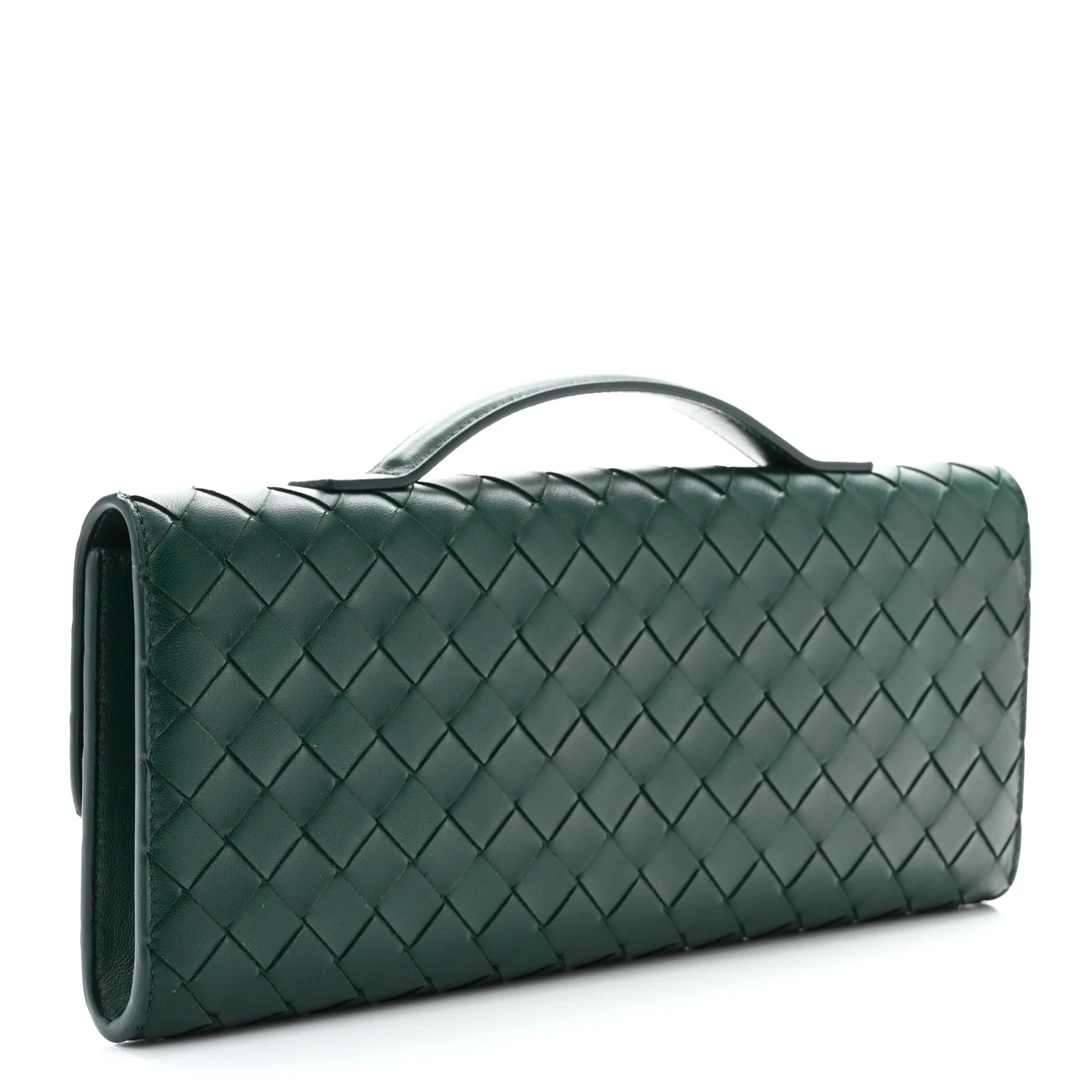 Nappa Intrecciato Long Andiamo Top Handle Clutch Emerald Green - Image 3