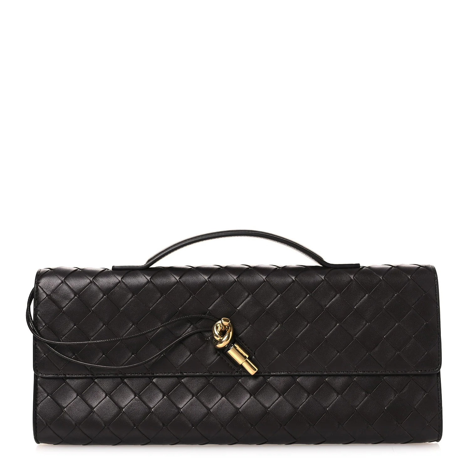 Nappa Intrecciato Long Andiamo Top Handle Clutch Fondant