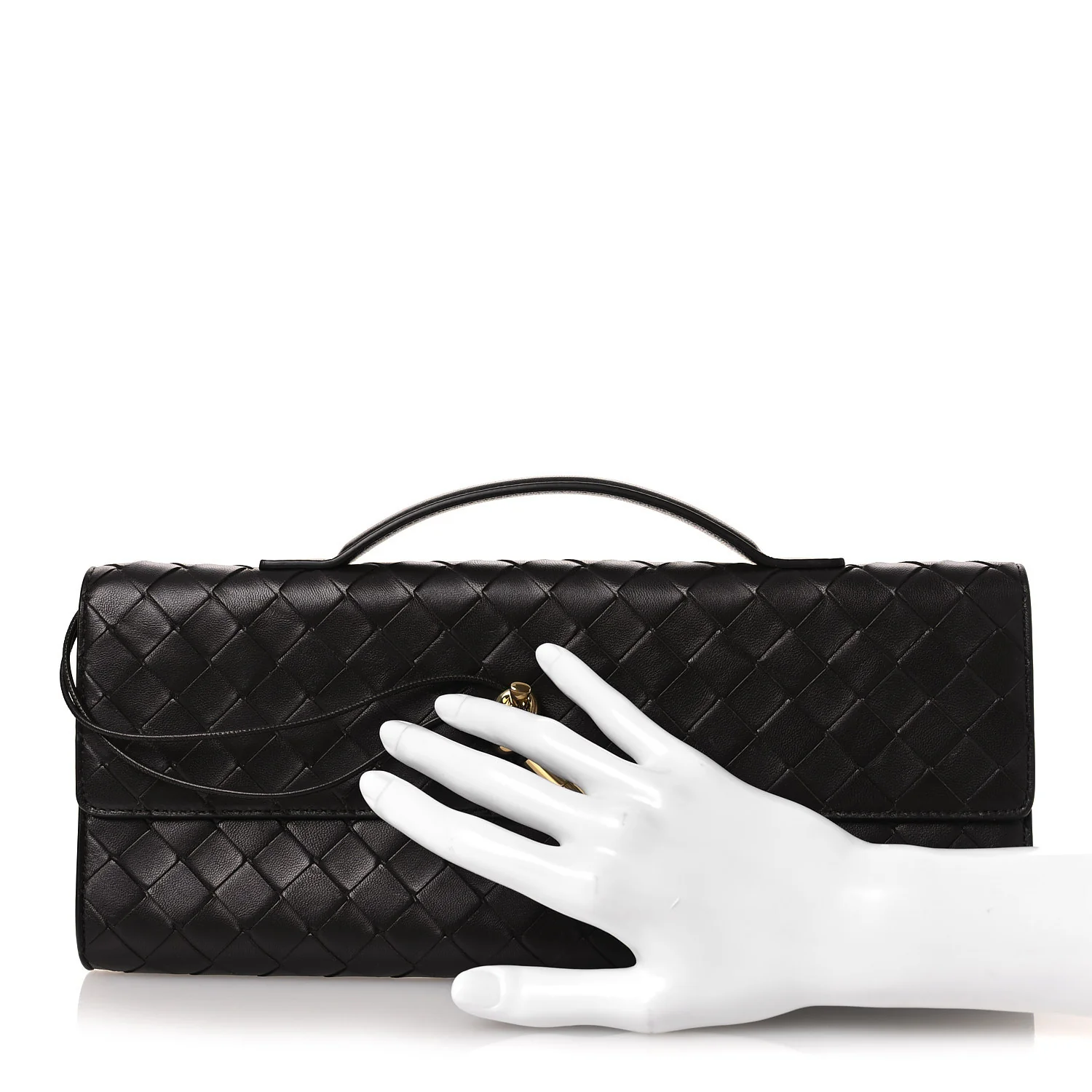 Nappa Intrecciato Long Andiamo Top Handle Clutch Fondant - Image 2