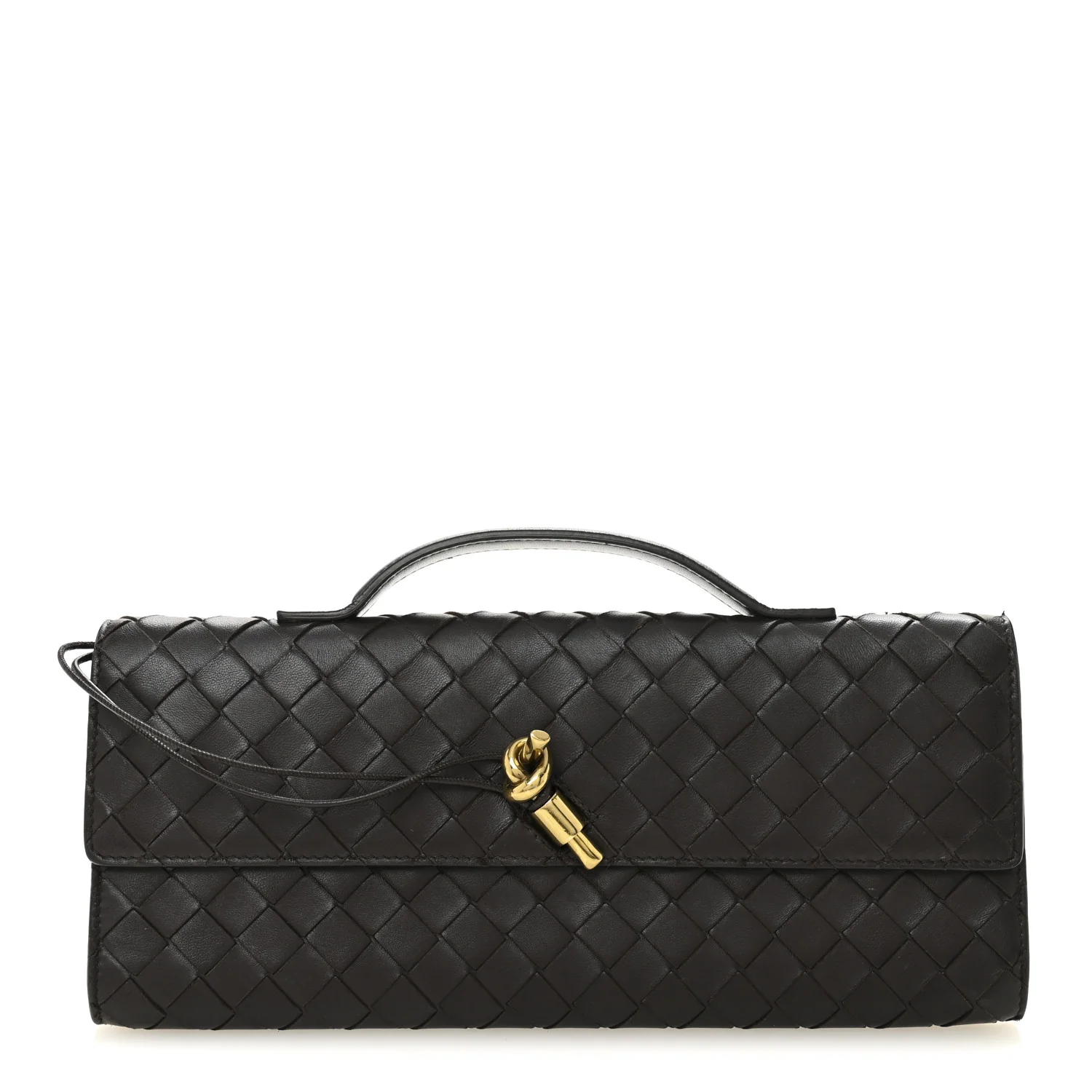 Nappa Intrecciato Long Andiamo Top Handle Clutch Fondant