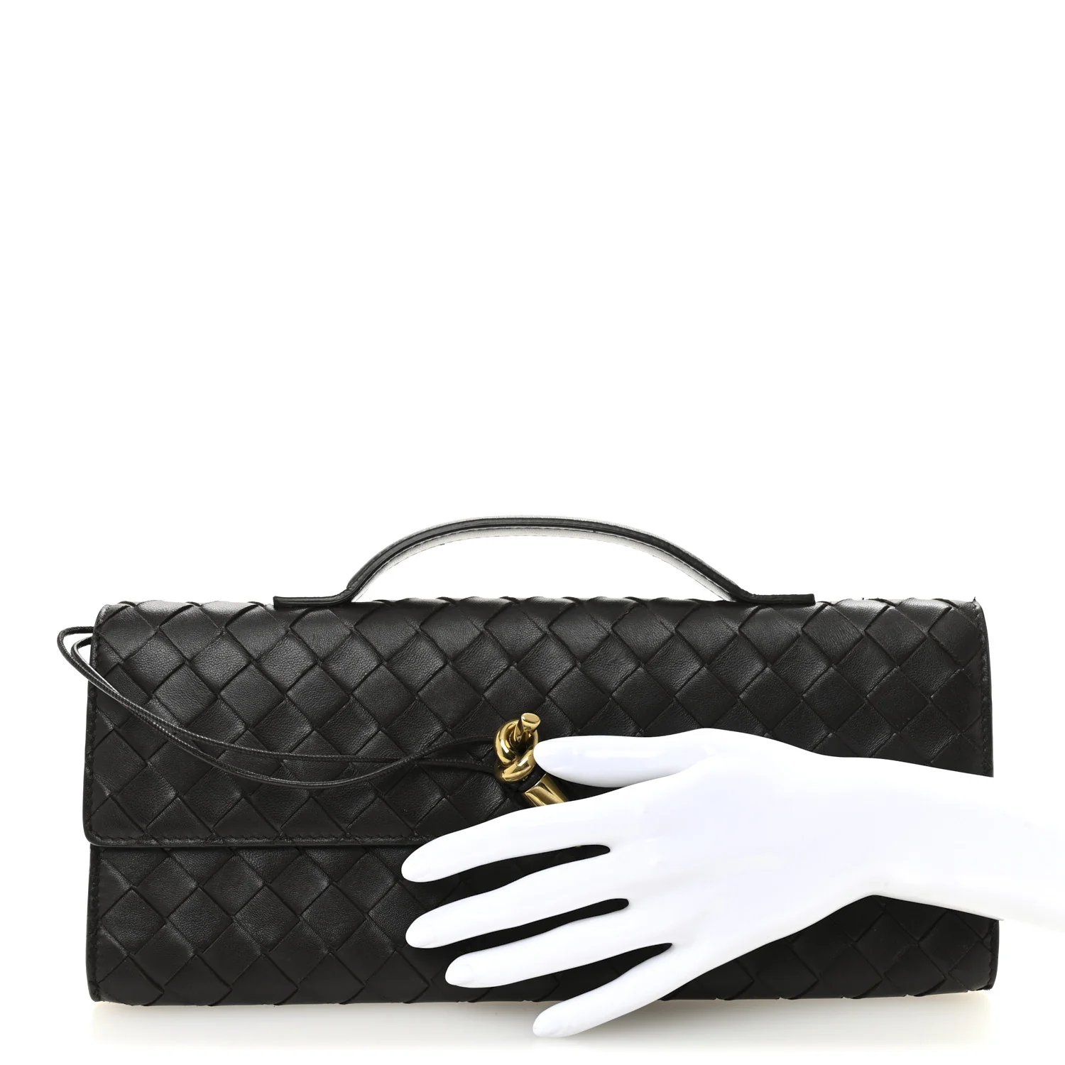 Nappa Intrecciato Long Andiamo Top Handle Clutch Fondant - Image 2