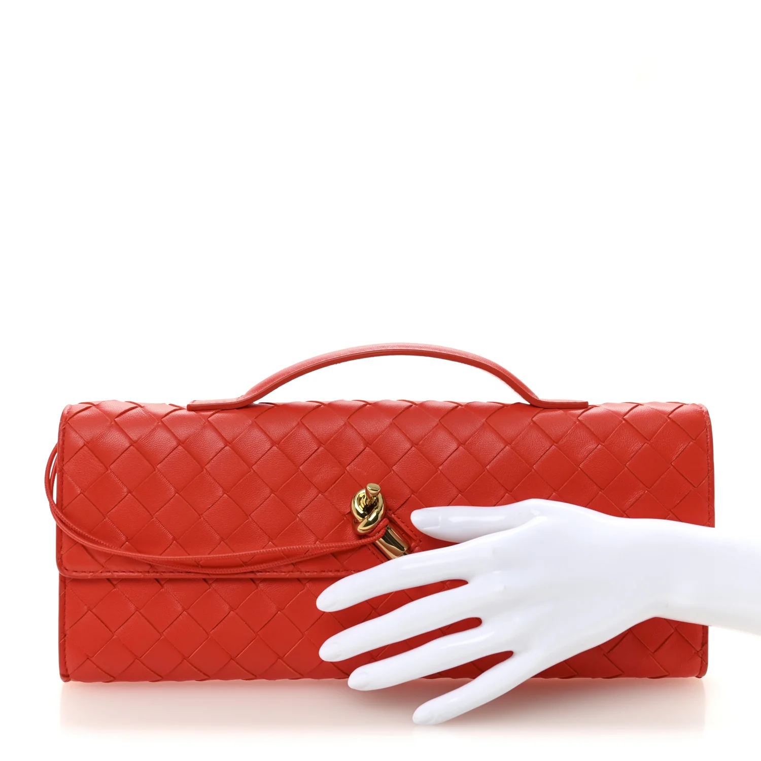Nappa Intrecciato Long Andiamo Top Handle Clutch Orange - Image 2