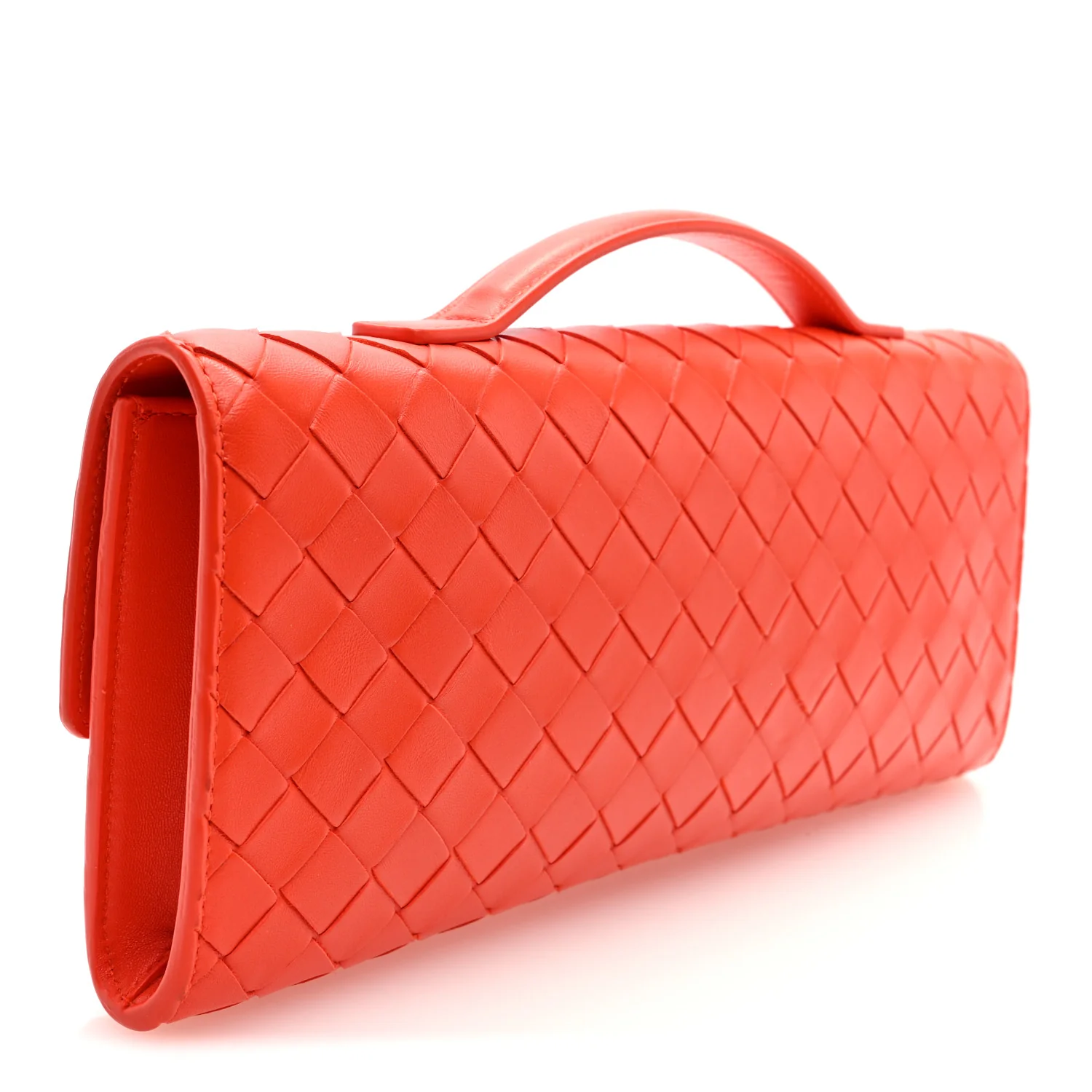 Nappa Intrecciato Long Andiamo Top Handle Clutch Orange - Image 3
