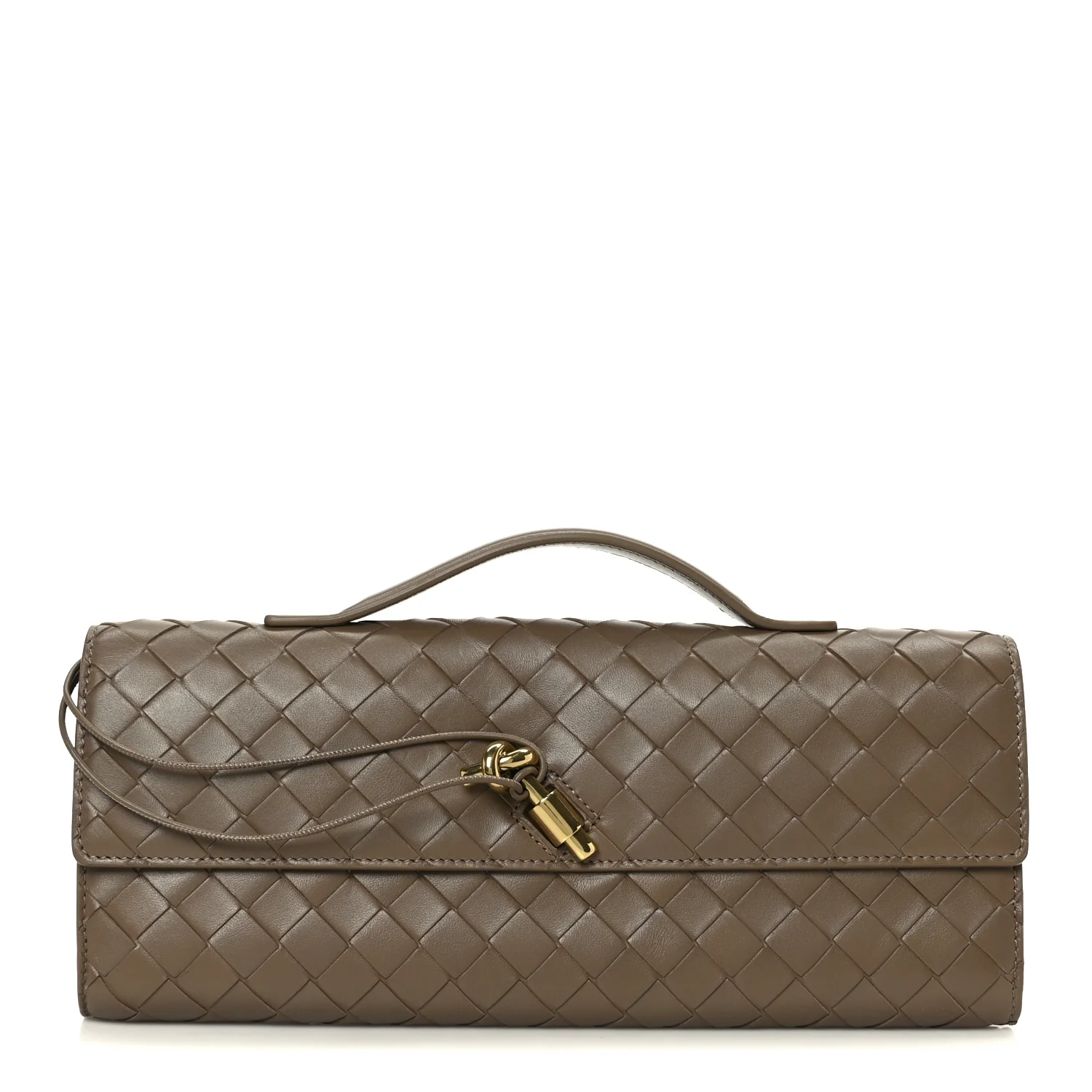 Nappa Intrecciato Long Andiamo Top Handle Clutch Pinecone