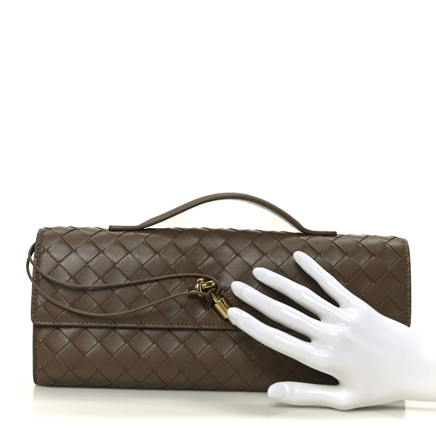 Nappa Intrecciato Long Andiamo Top Handle Clutch Pinecone - Image 2