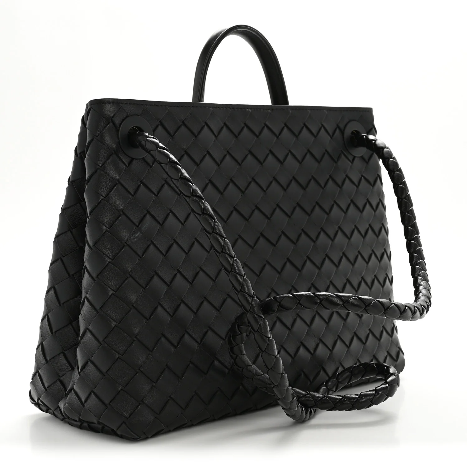 Nappa Intrecciato Medium Andiamo Shoulder Bag Black - Image 3
