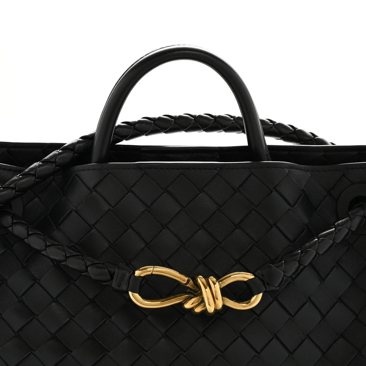 Nappa Intrecciato Medium Andiamo Shoulder Bag Black - Image 7