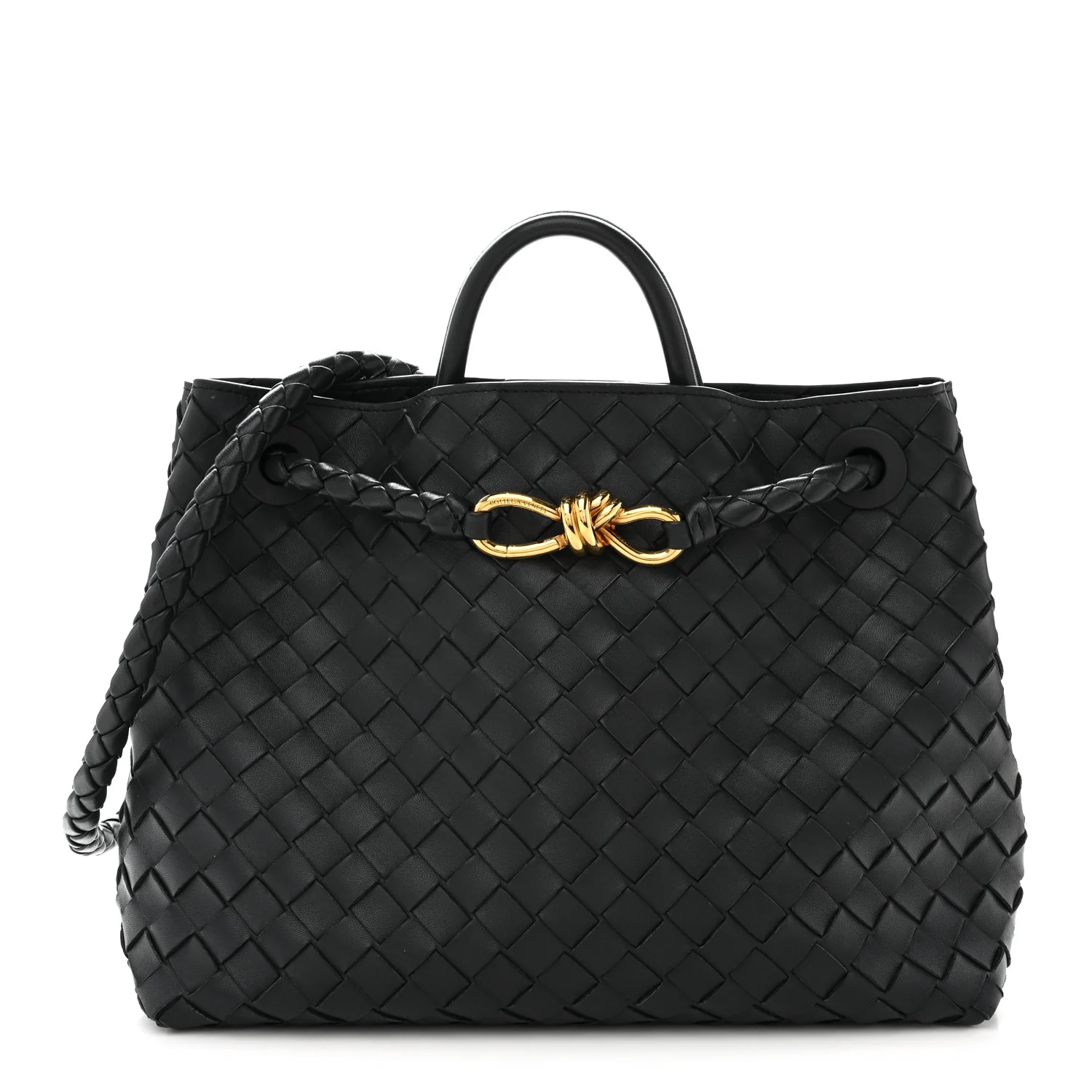 Nappa Intrecciato Medium Andiamo Shoulder Bag Shadow