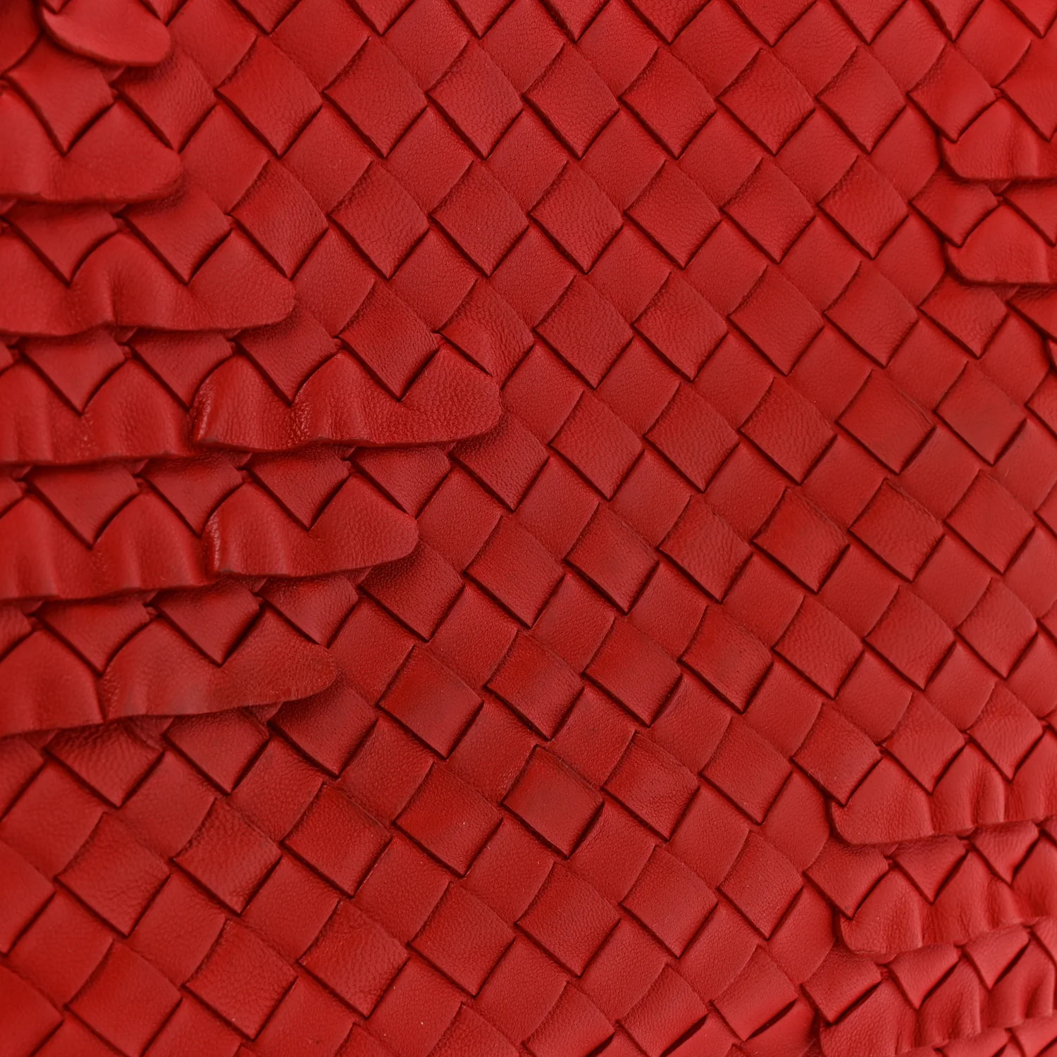 Nappa Intrecciato Ruffle Tote Red - Image 13