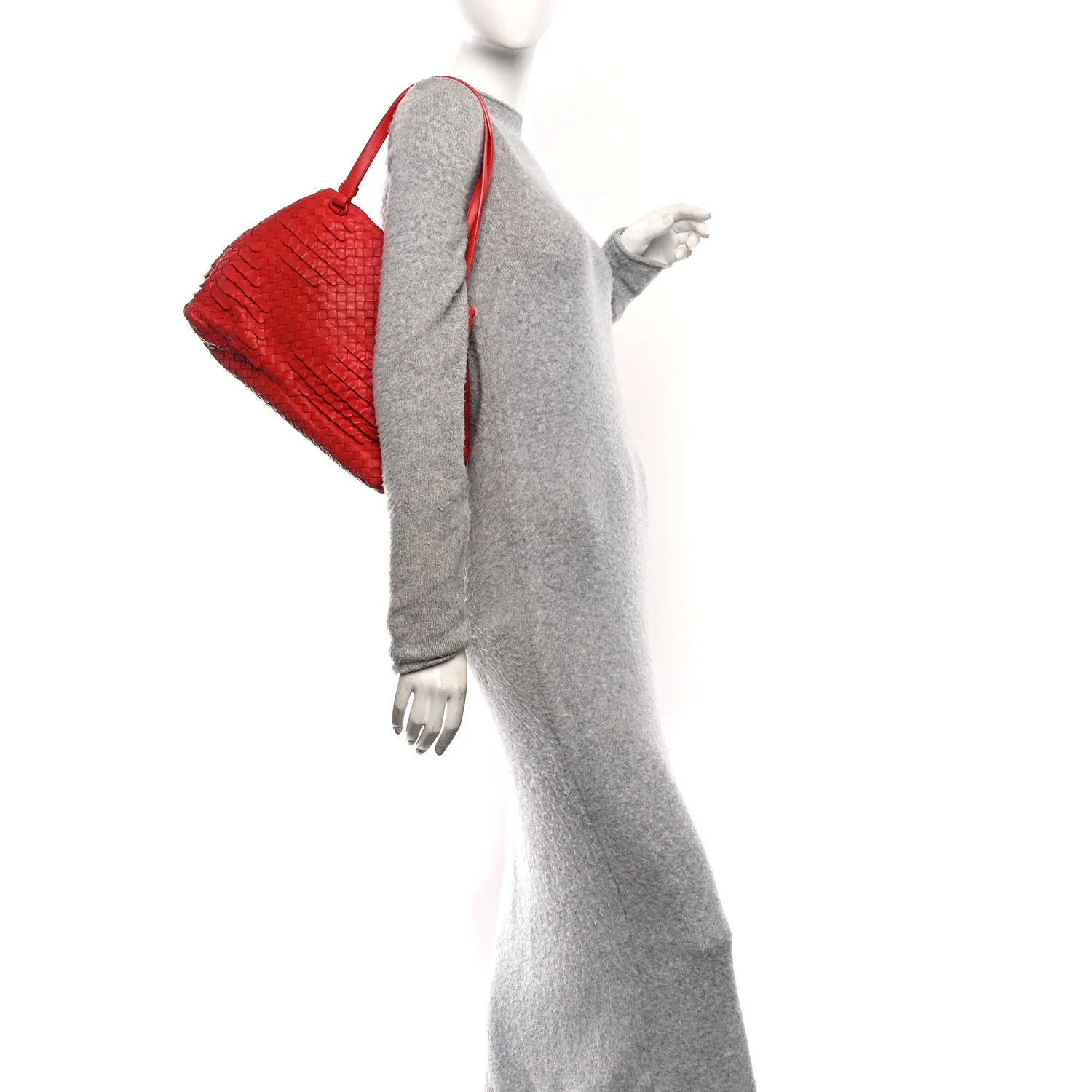 Nappa Intrecciato Ruffle Tote Red - Image 2