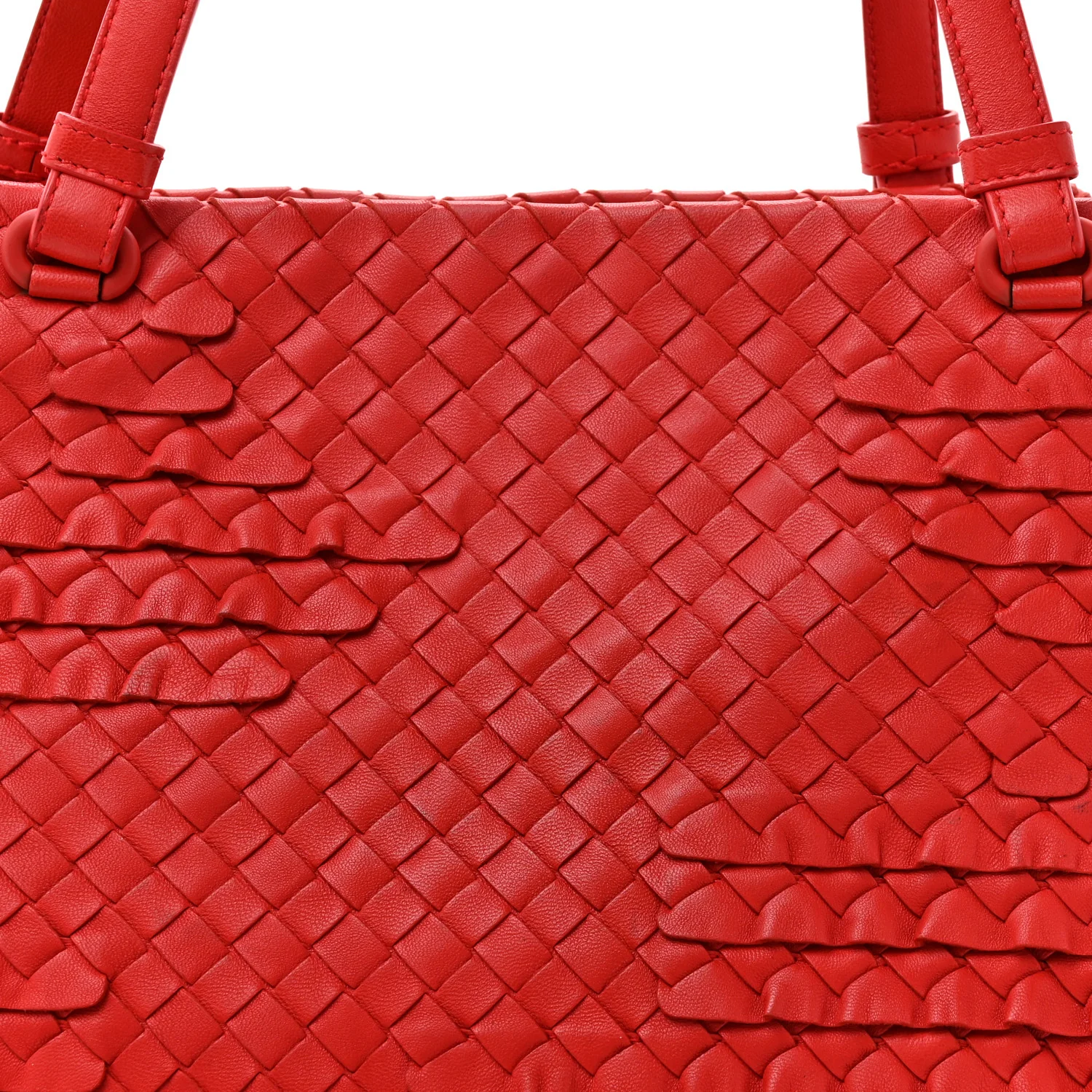 Nappa Intrecciato Ruffle Tote Red - Image 8