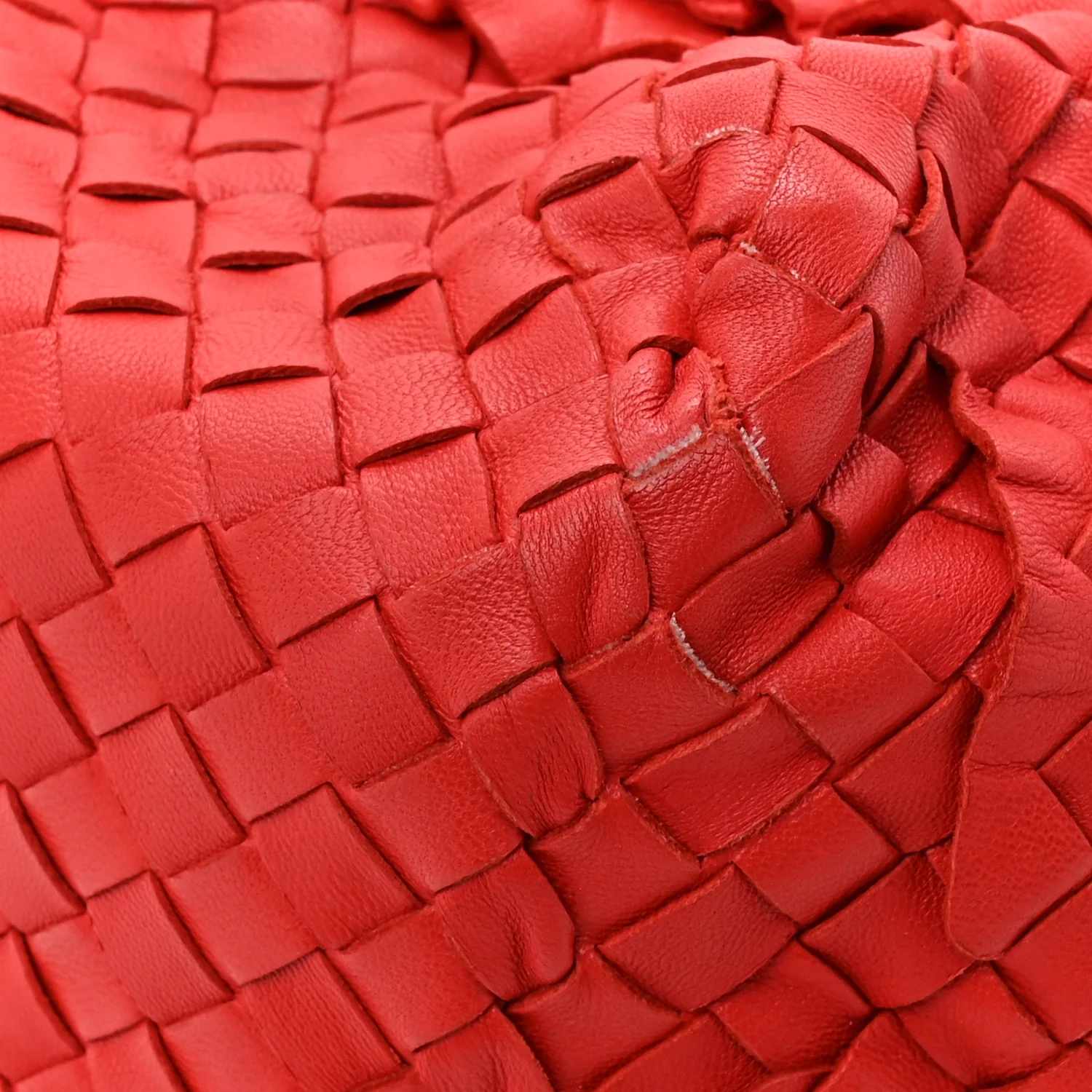 Nappa Intrecciato Ruffle Tote Red - Image 9