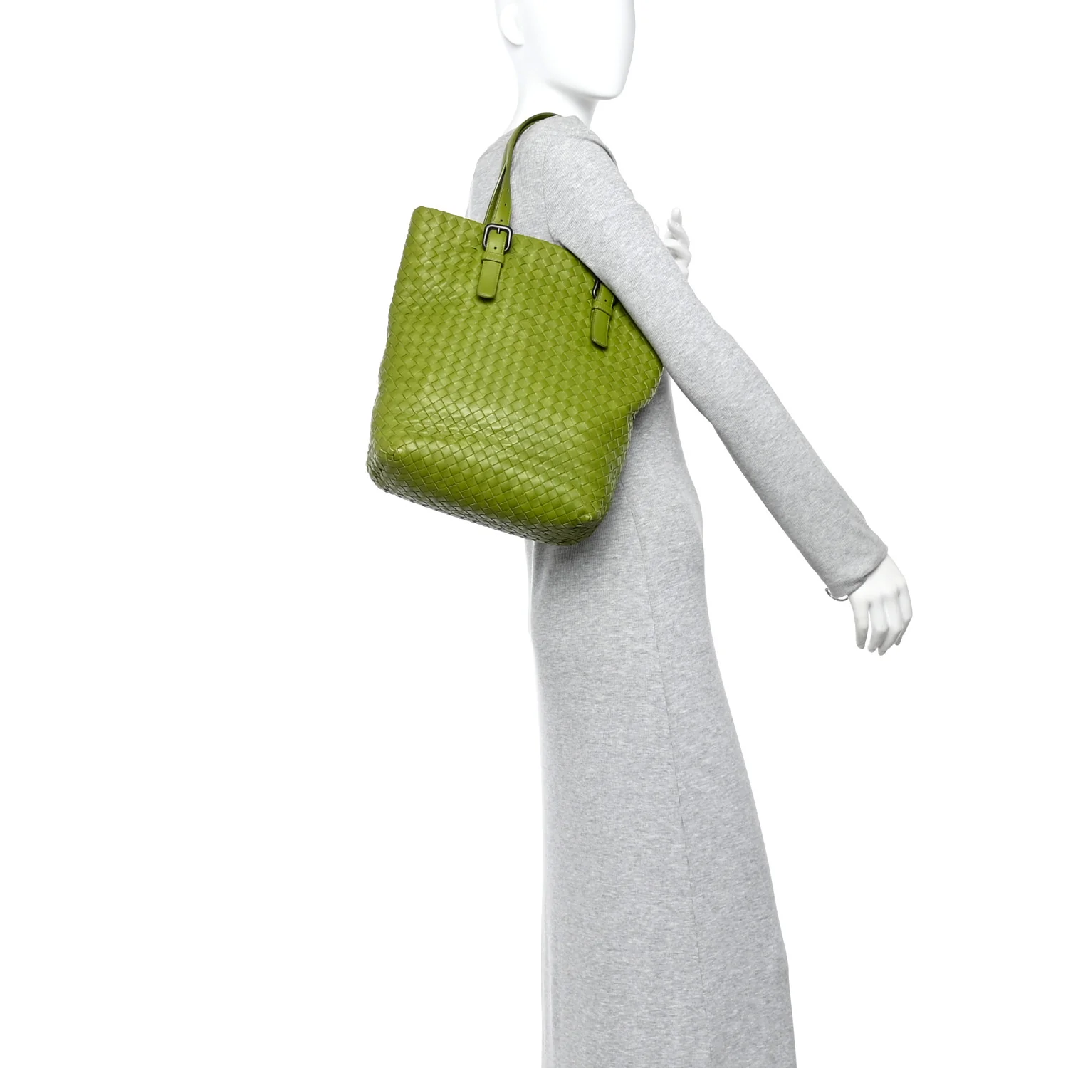 Nappa Intrecciato Shopper Tote Kiwi - Image 2