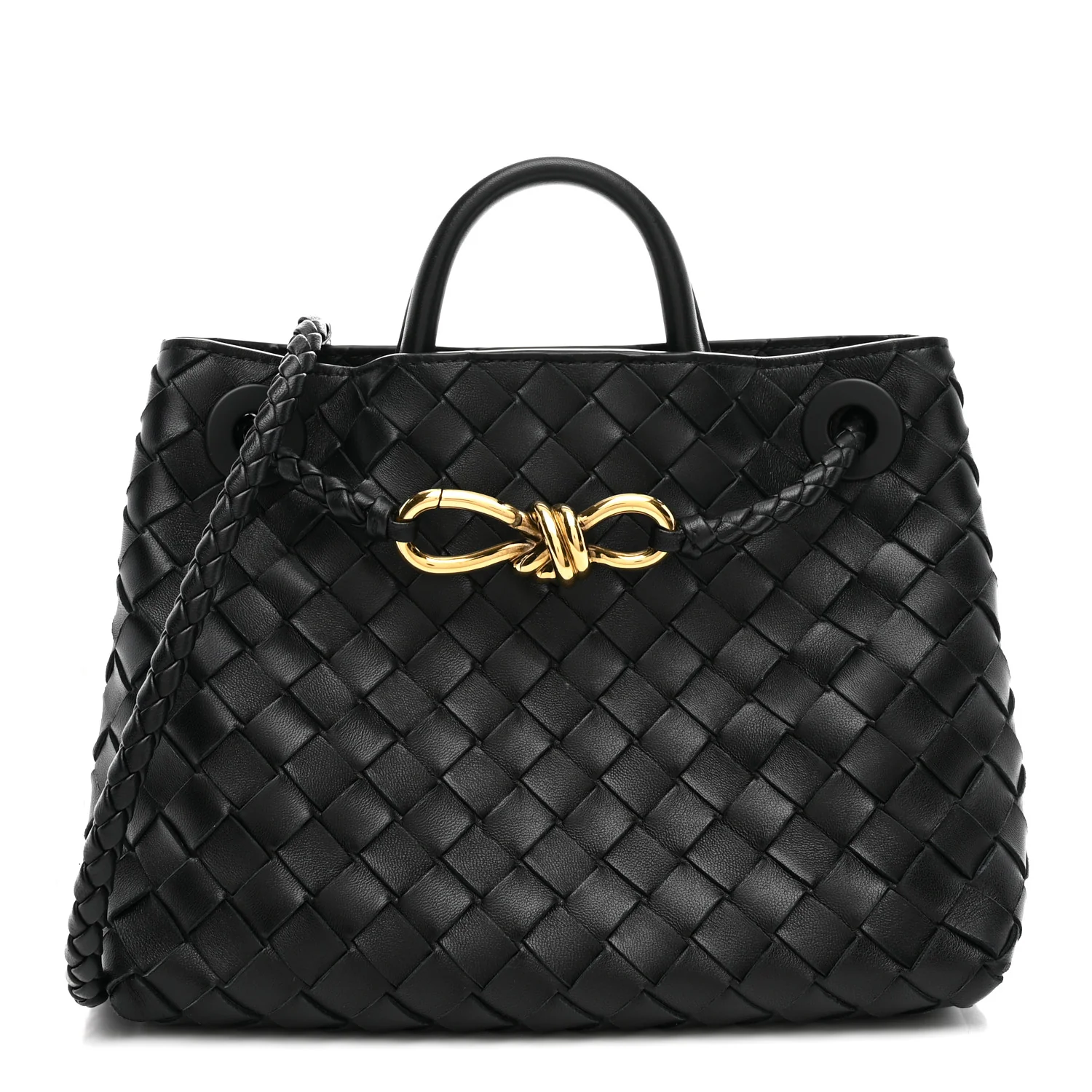 Nappa Intrecciato Small Andiamo Shoulder Bag Black