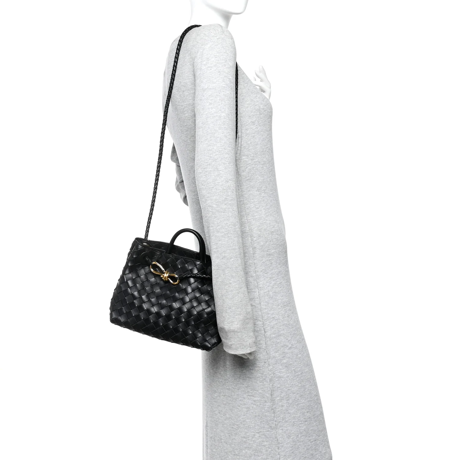 Nappa Intrecciato Small Andiamo Shoulder Bag Black - Image 2