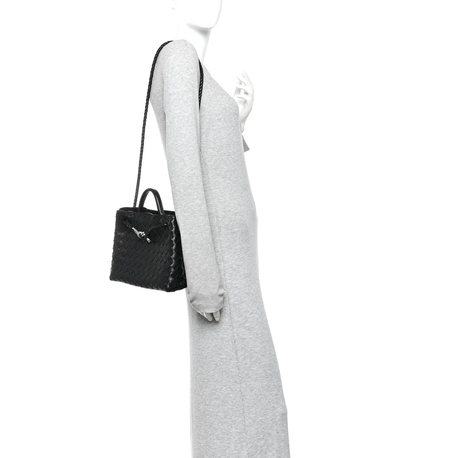 Nappa Intrecciato Small Andiamo Shoulder Bag Black - Image 2
