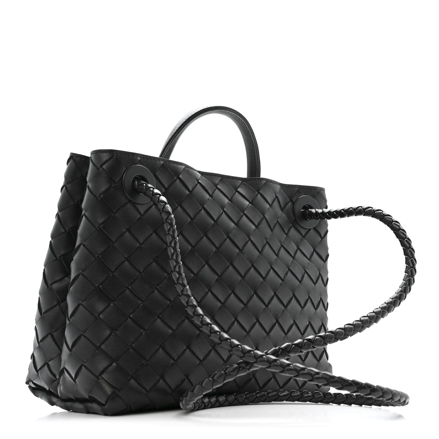 Nappa Intrecciato Small Andiamo Shoulder Bag Black - Image 3