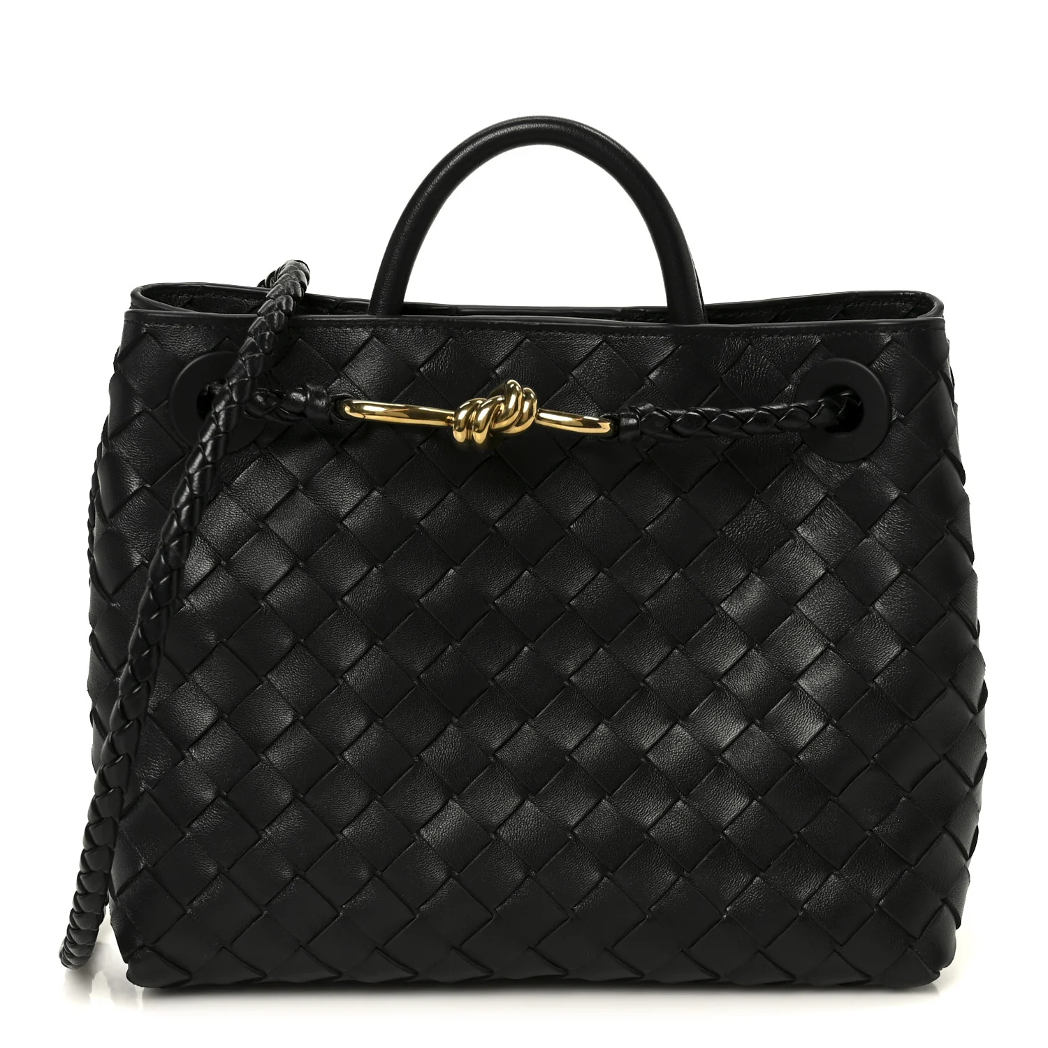 Nappa Intrecciato Small Andiamo Shoulder Bag Black