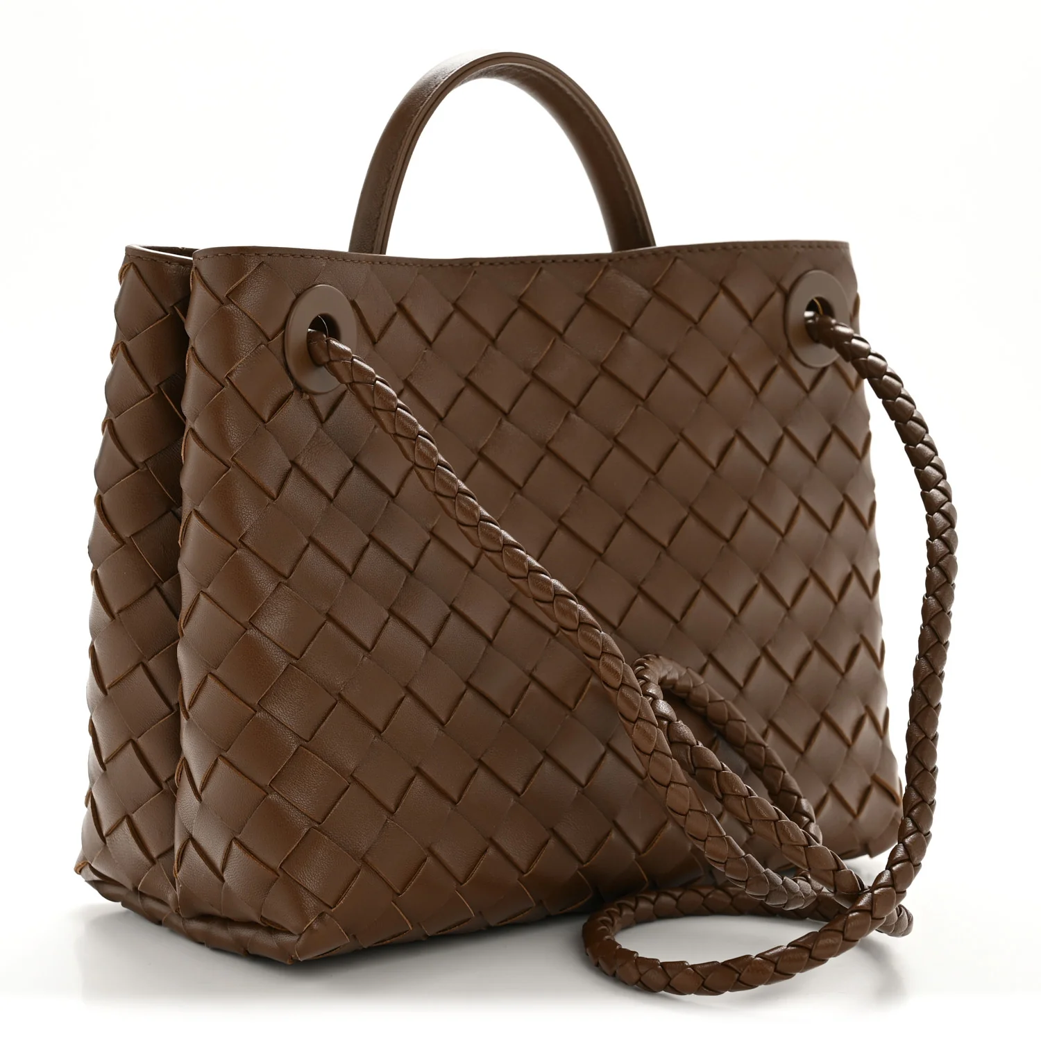 Nappa Intrecciato Small Andiamo Shoulder Bag Cognac - Image 3