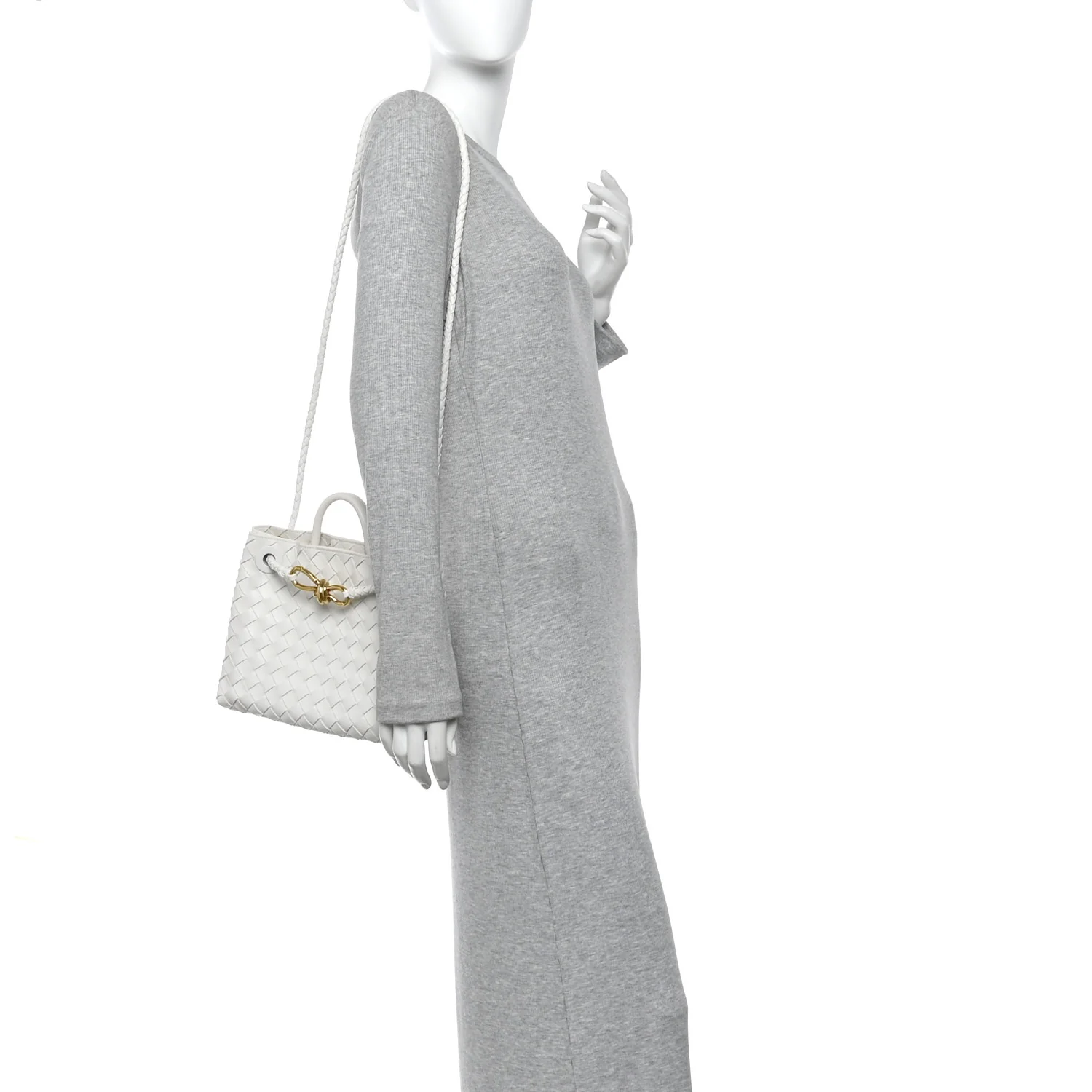Nappa Intrecciato Small Andiamo Shoulder Bag White - Image 2