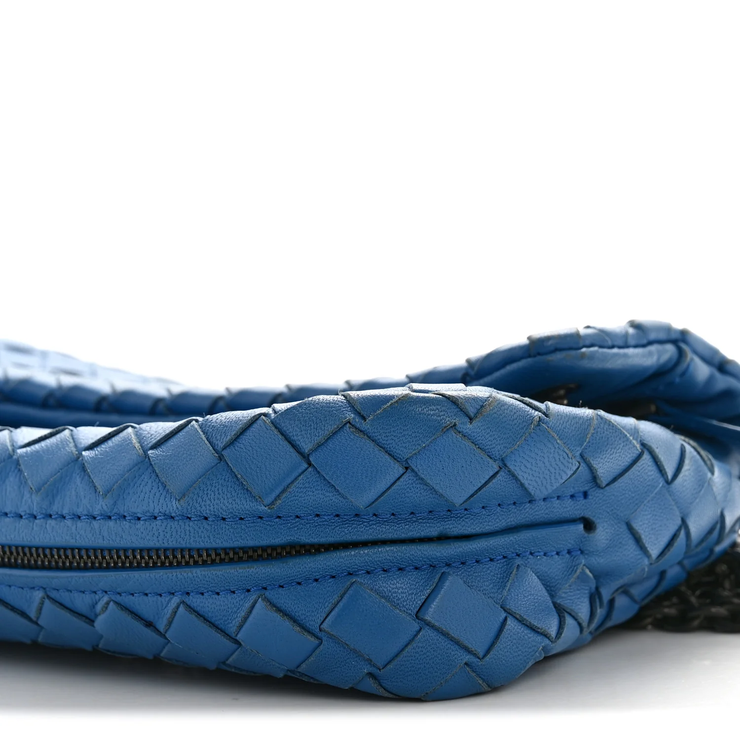 Nappa Intrecciato Small Chain Crossbody Blue - Image 11