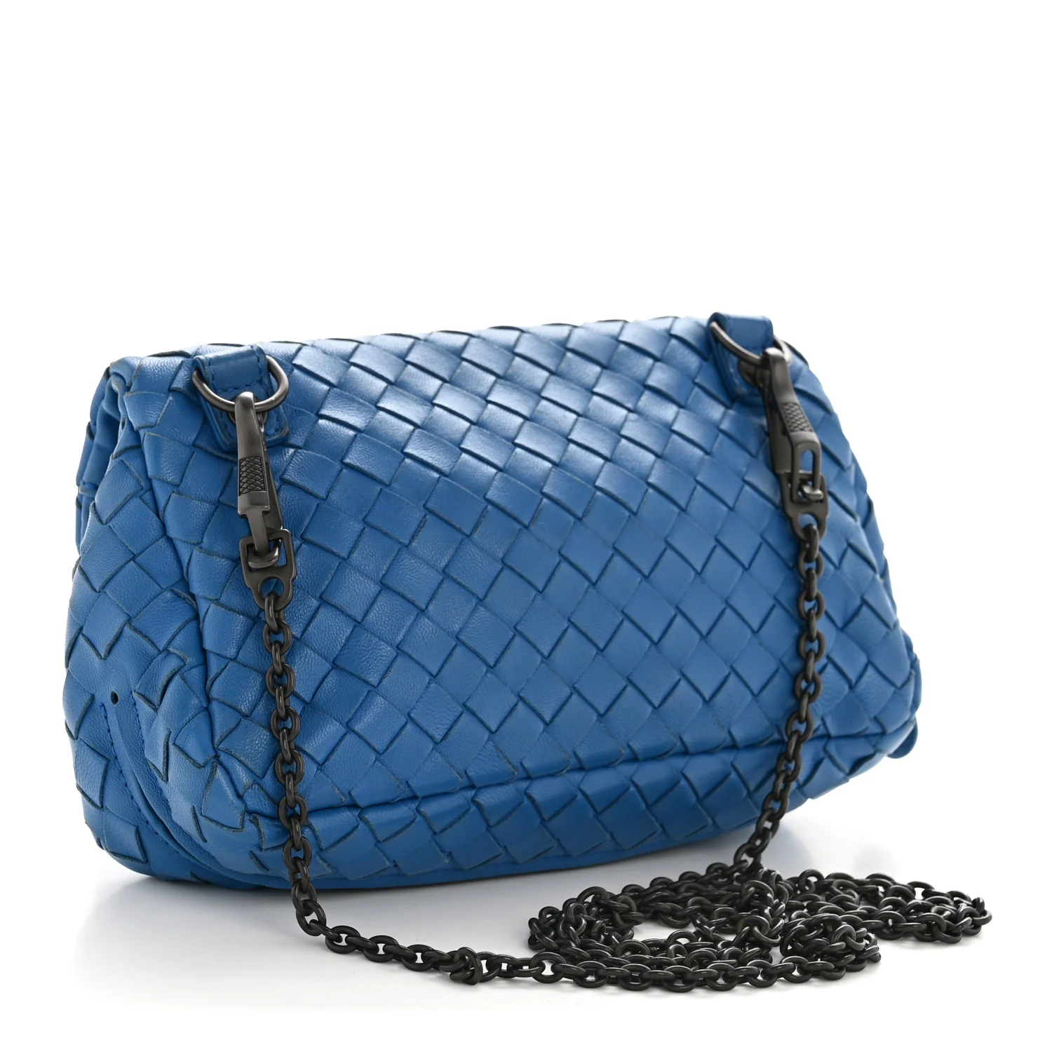 Nappa Intrecciato Small Chain Crossbody Blue - Image 4