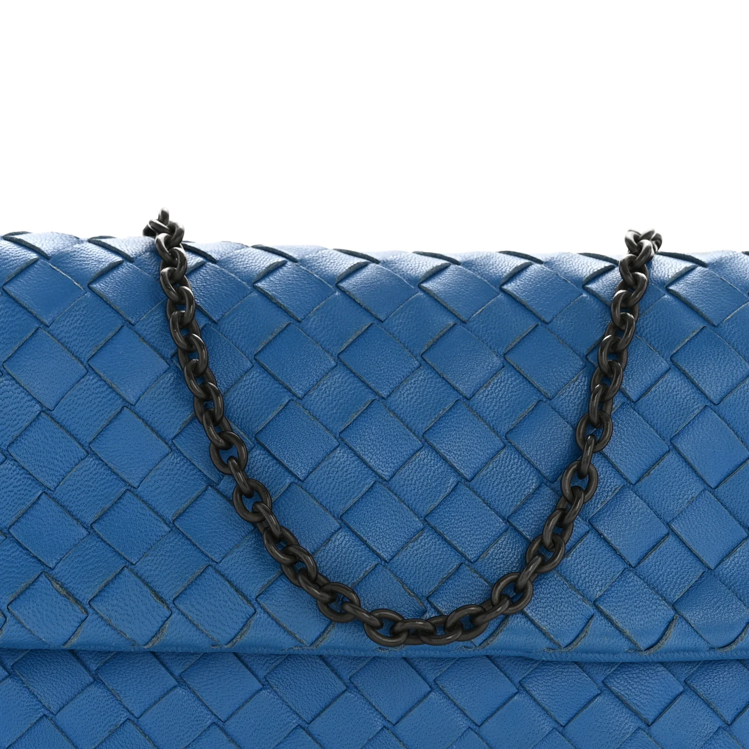 Nappa Intrecciato Small Chain Crossbody Blue - Image 9