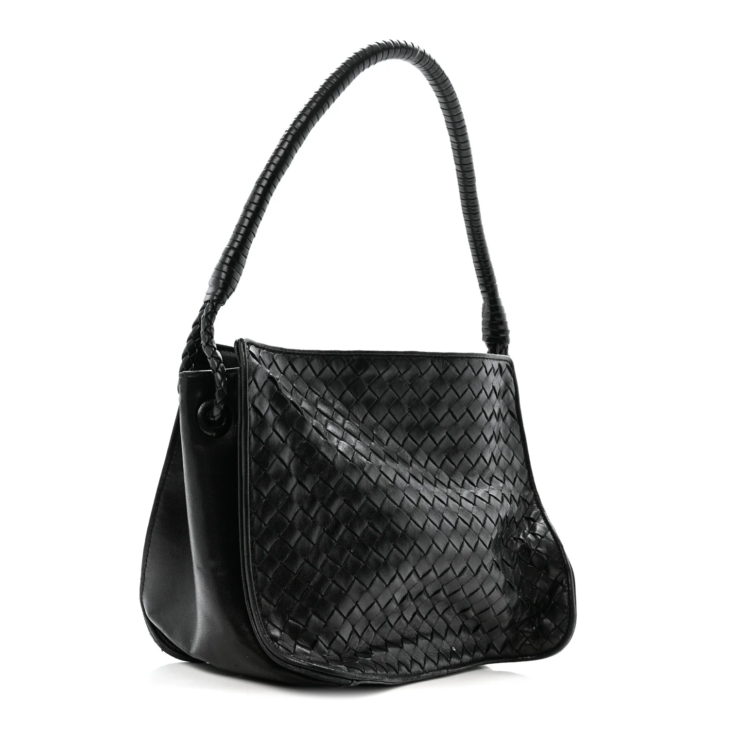 Nappa Intrecciato Small Hobo Shoulder Bag Black - Image 2