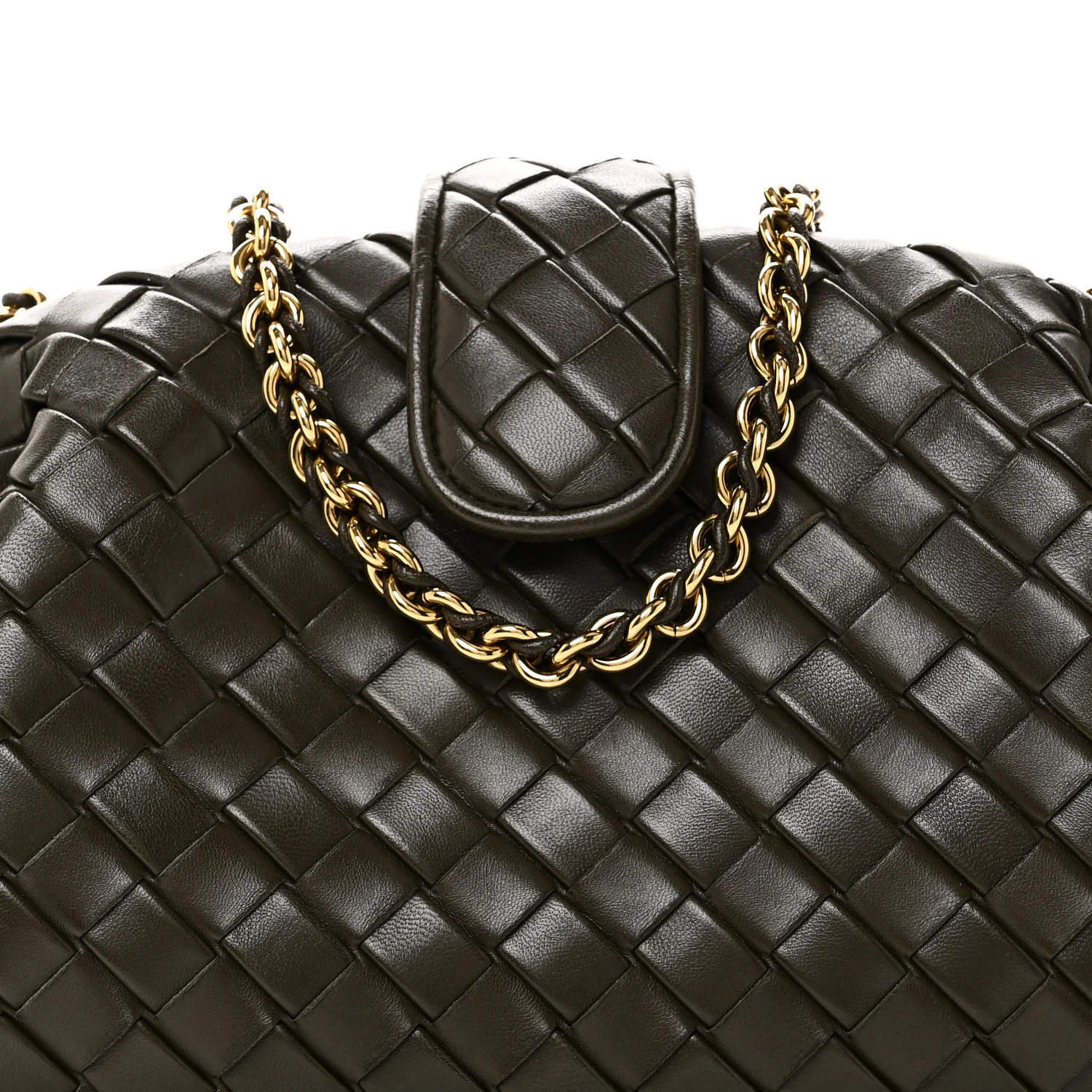 Nappa Intrecciato Teen The Lauren 1980 Clutch With Chain Khaki - Image 8