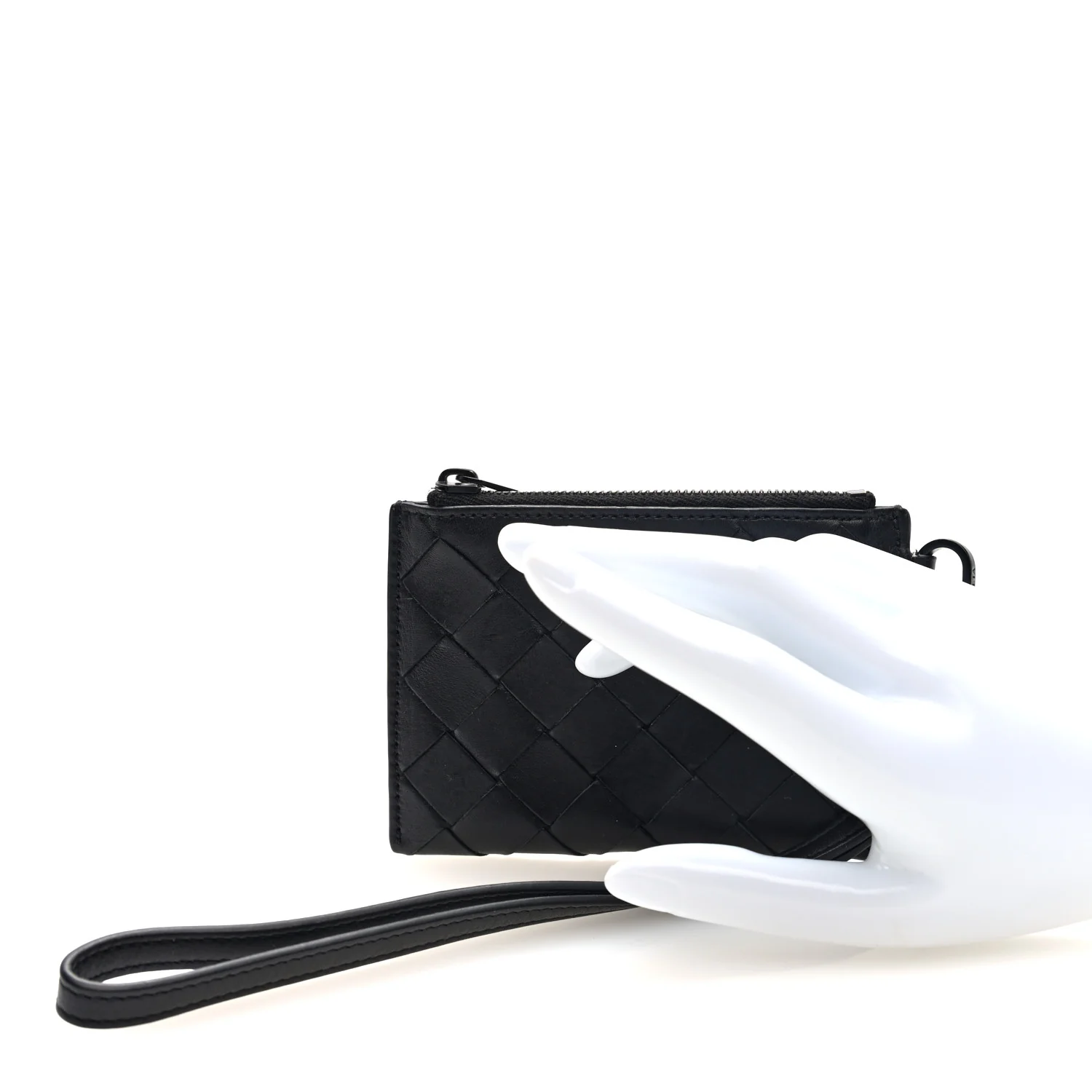 Nappa Intrecciato Wristlet Card Holder Black - Image 2