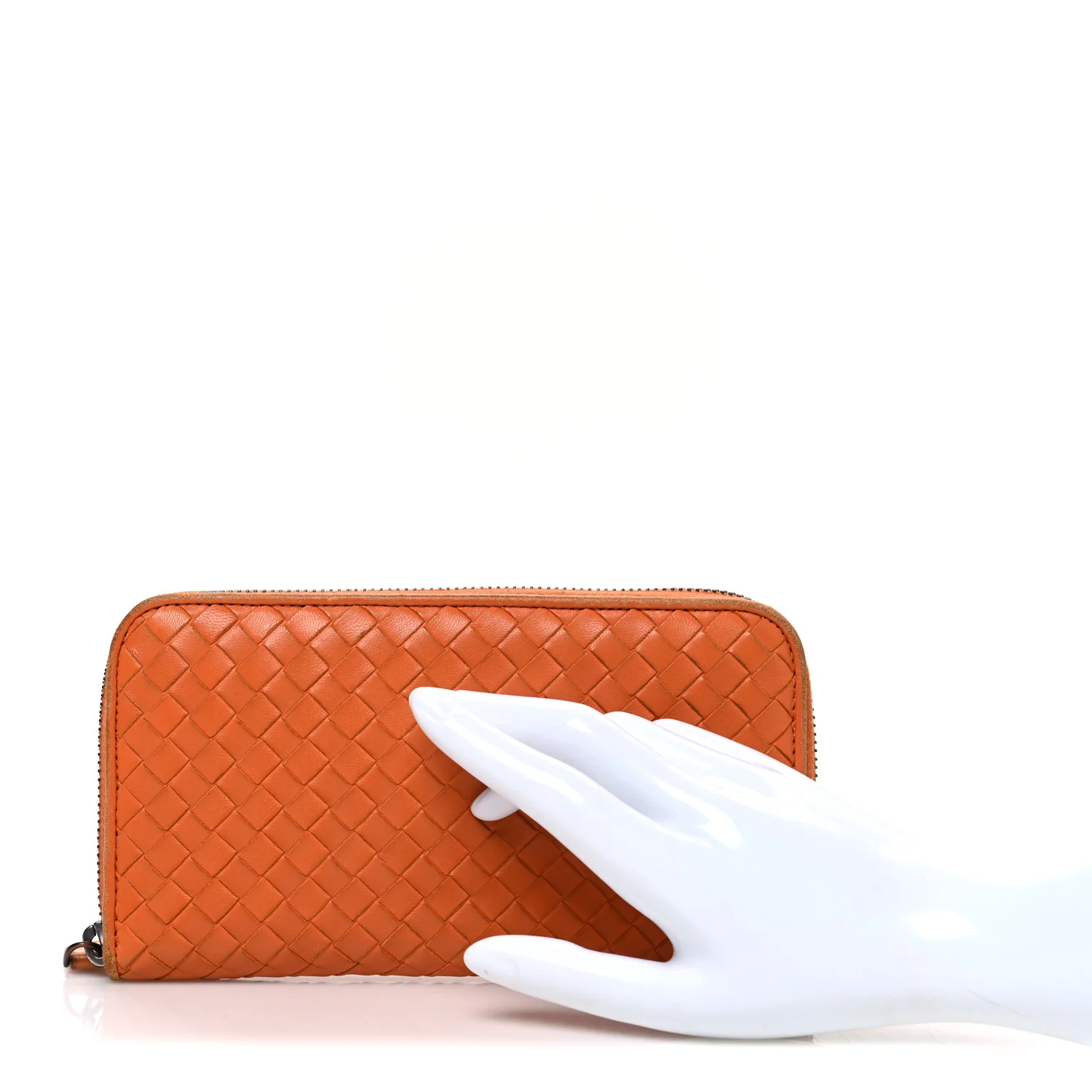 Nappa Intrecciato Zip Around Wallet Orange - Image 2