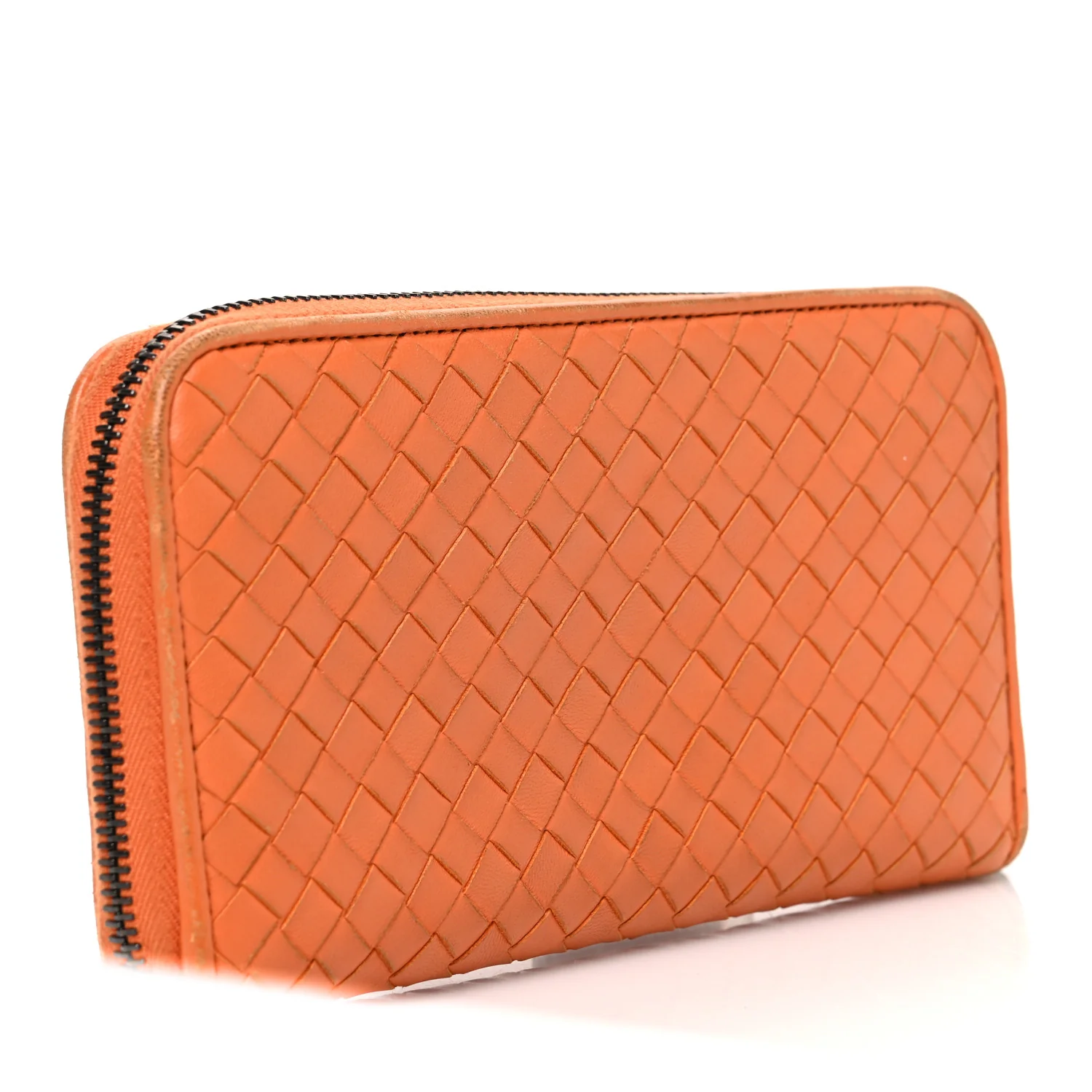 Nappa Intrecciato Zip Around Wallet Orange - Image 3