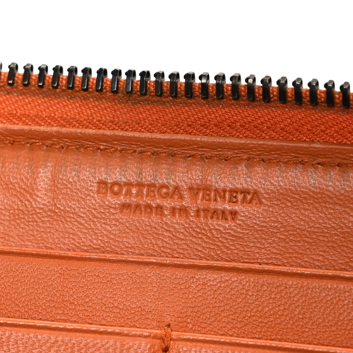 Nappa Intrecciato Zip Around Wallet Orange - Image 6