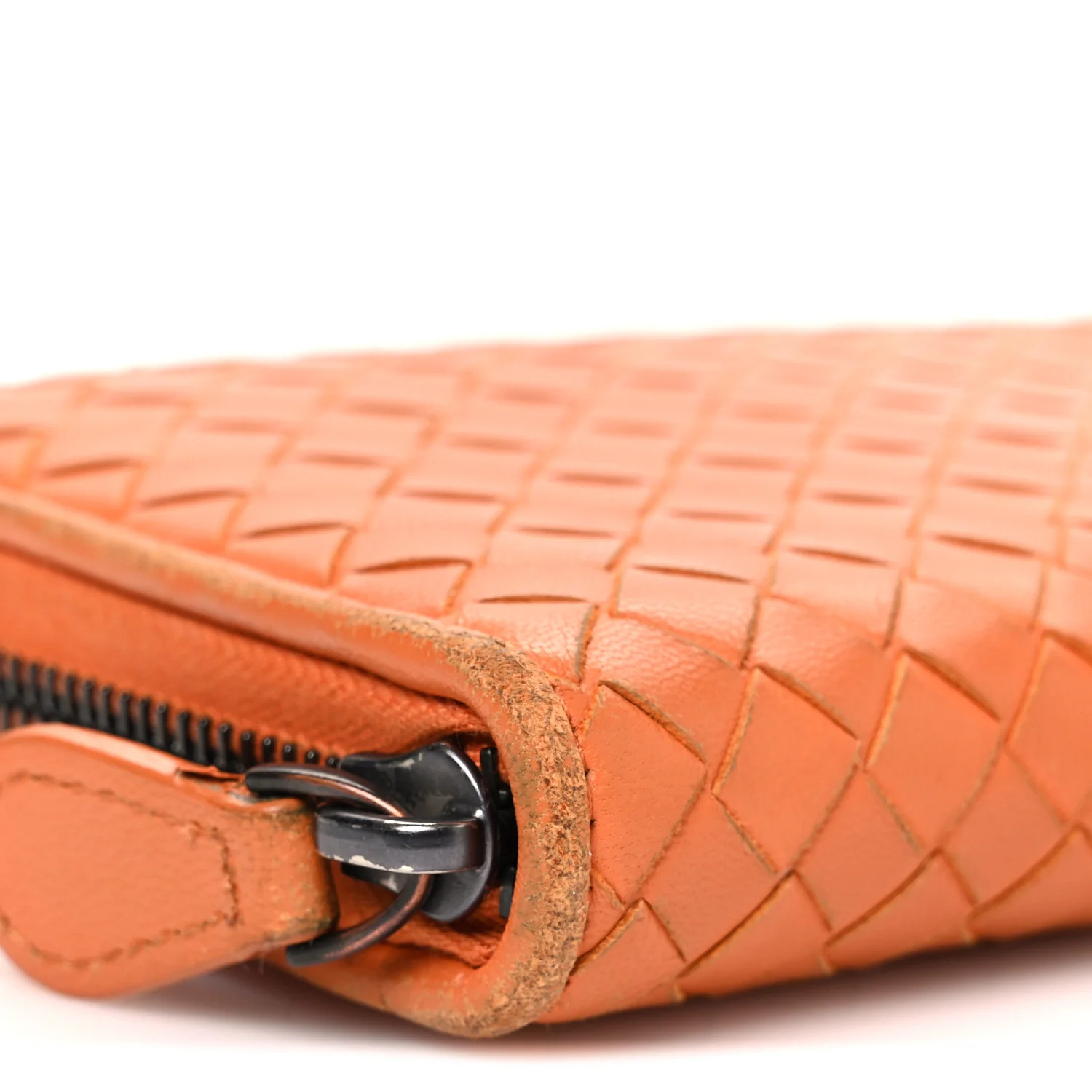 Nappa Intrecciato Zip Around Wallet Orange - Image 9