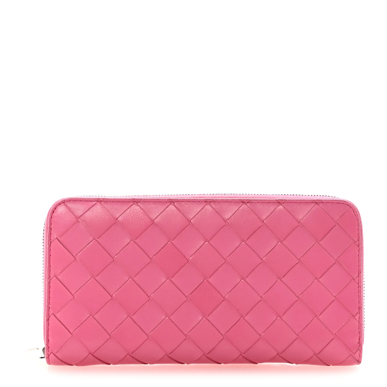 Nappa Intrecciato Zip Around Wallet Rosa Shock