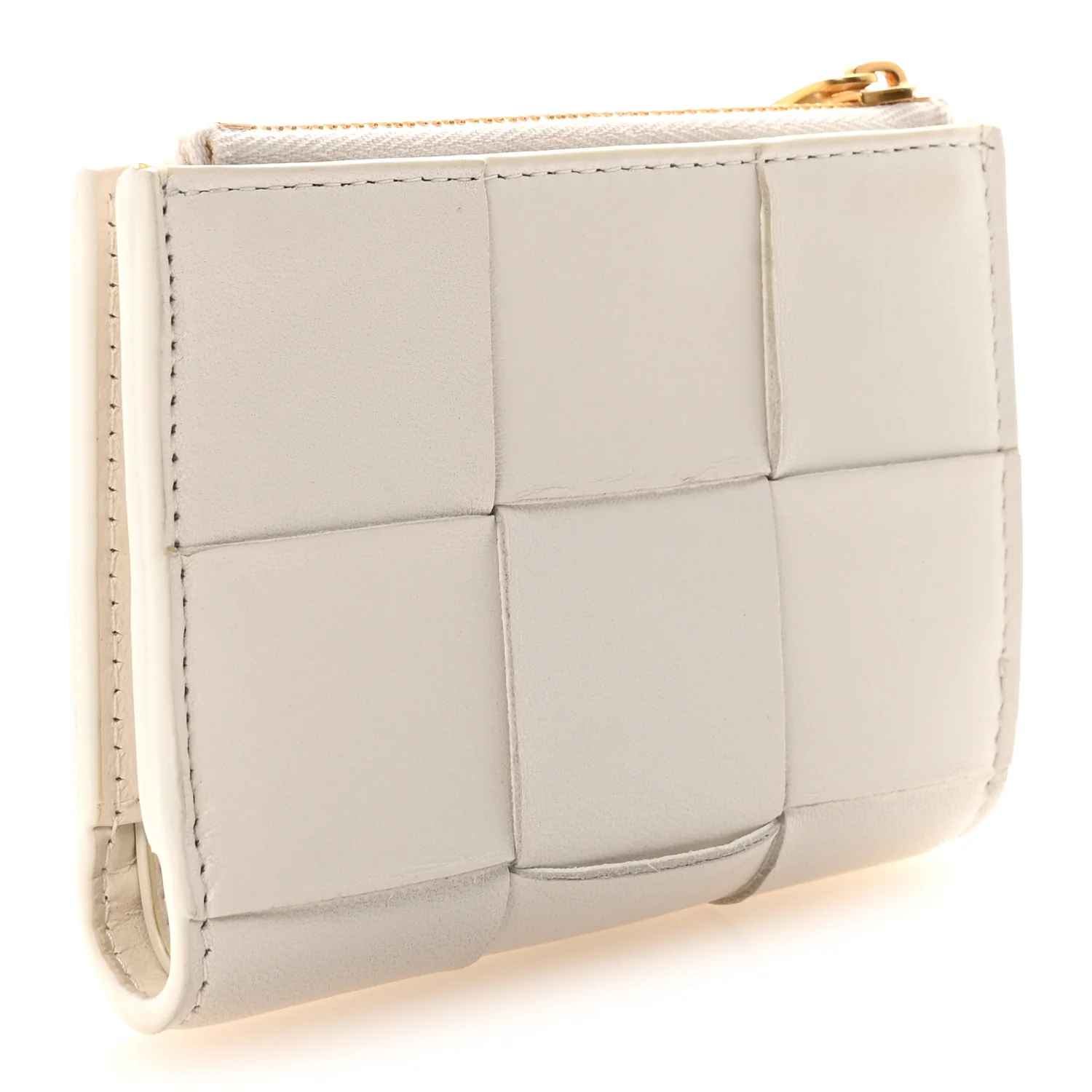 Nappa Maxi Intrecciato Bifold Zip Wallet White - Image 3