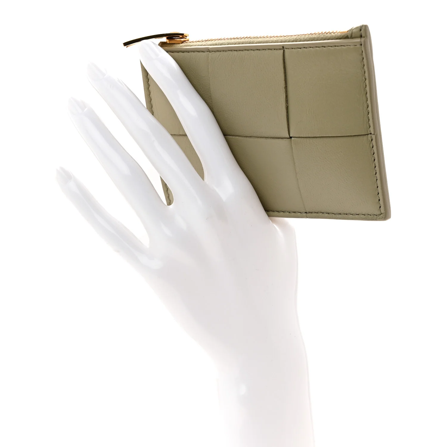 Nappa Maxi Intrecciato Cassette Zipped Card Case Travertine - Image 2