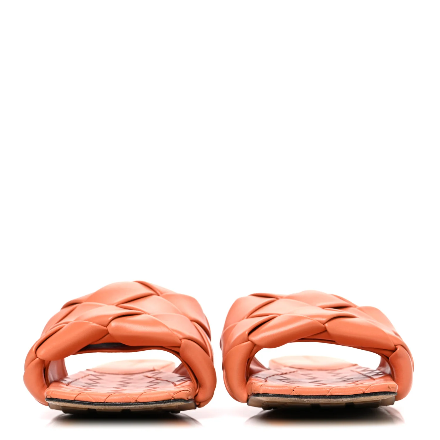 Nappa Maxi Intrecciato Lido Flat Sandals 39.5 Papaya - Image 3