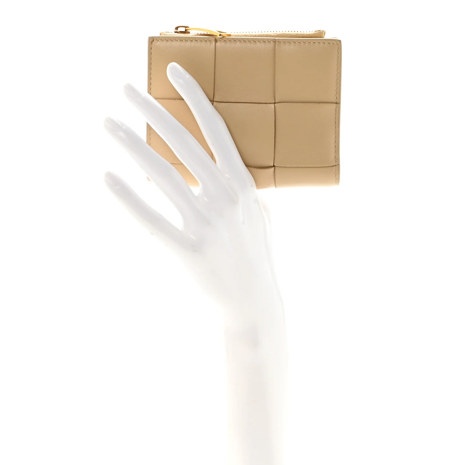 Nappa Maxi Intrecciato Small Bi-Fold Zip Wallet Porridge - Image 2
