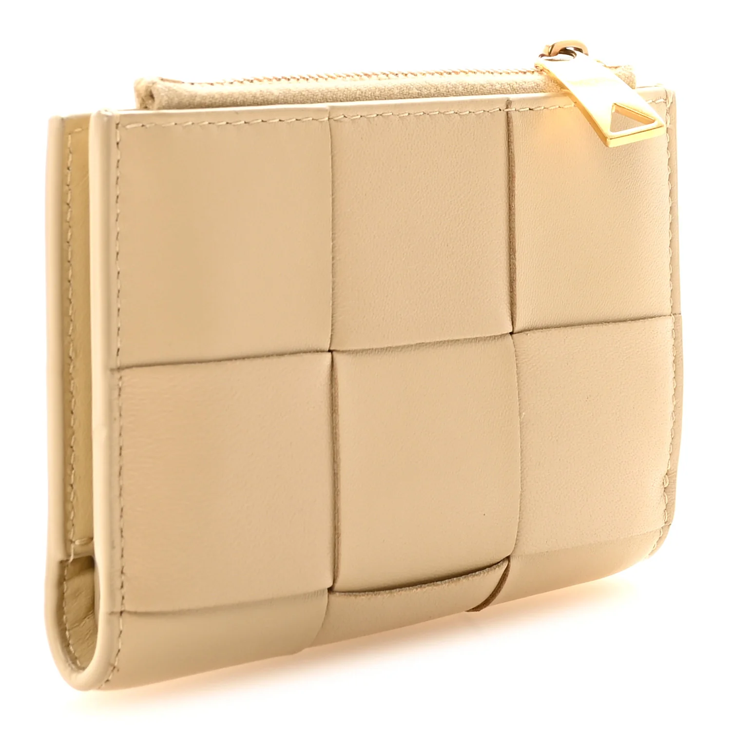 Nappa Maxi Intrecciato Small Bi-Fold Zip Wallet Porridge - Image 3