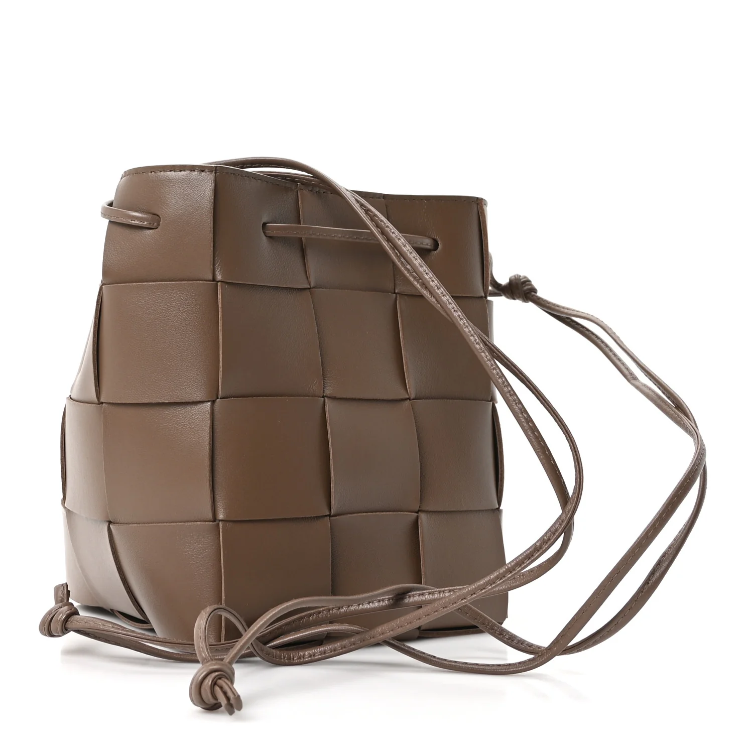 Nappa Maxi Intrecciato Small Cassette Bucket Bag Dark Taupe - Image 2