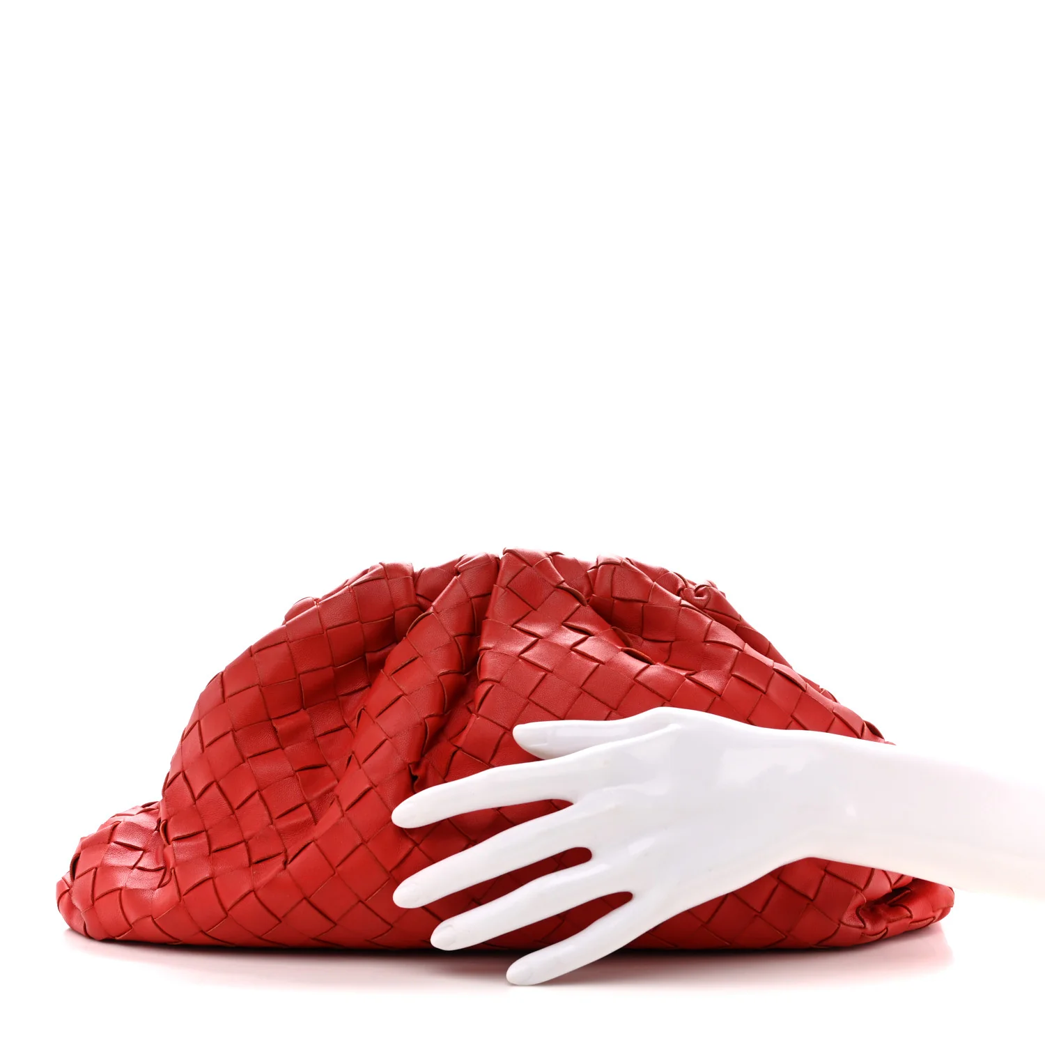 Nappa Maxi Intrecciato The Pouch Oversized Clutch Bright Red - Image 2
