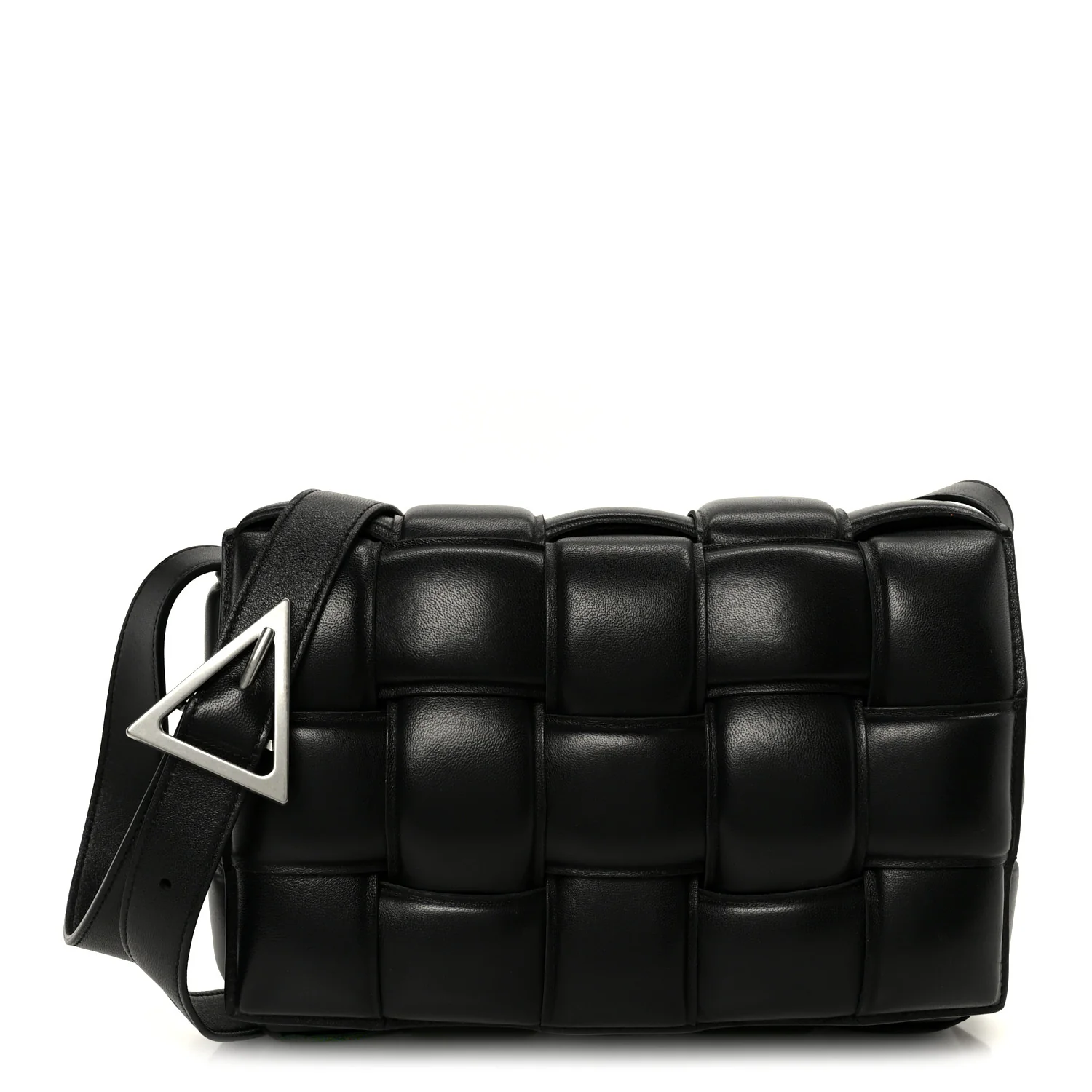 Nappa Maxi Intreccio Padded Cassette Crossbody Bag Black