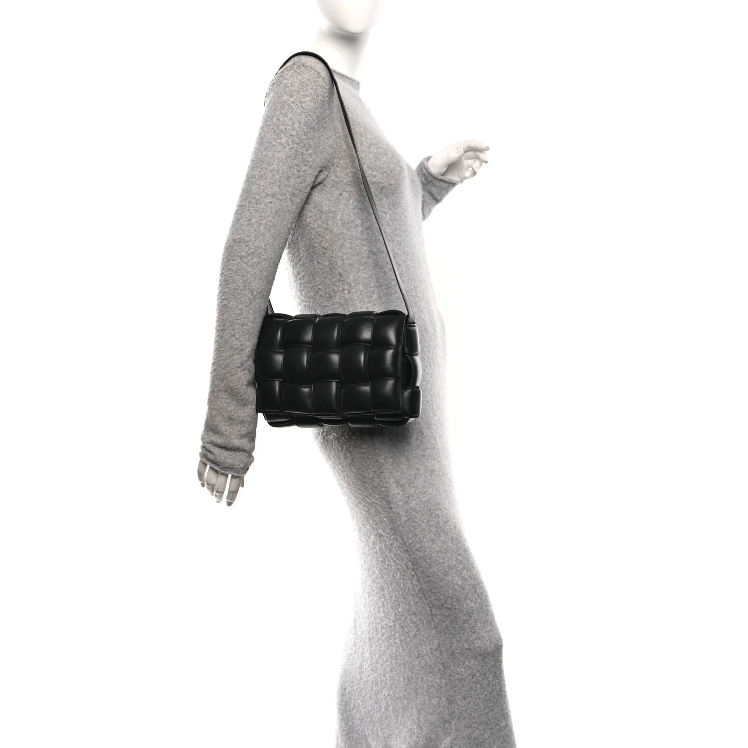 Nappa Maxi Intreccio Padded Cassette Crossbody Bag Black - Image 2