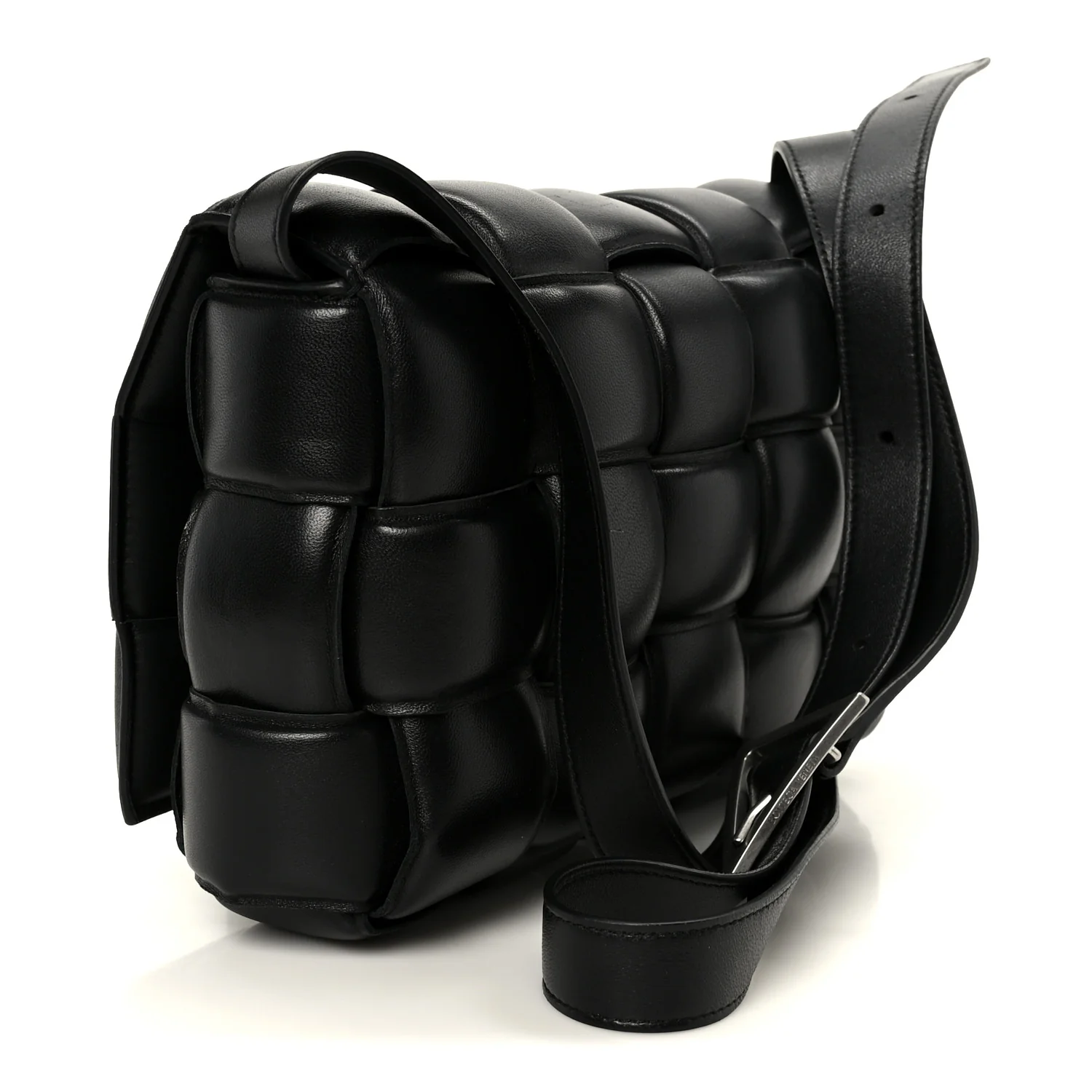 Nappa Maxi Intreccio Padded Cassette Crossbody Bag Black - Image 3