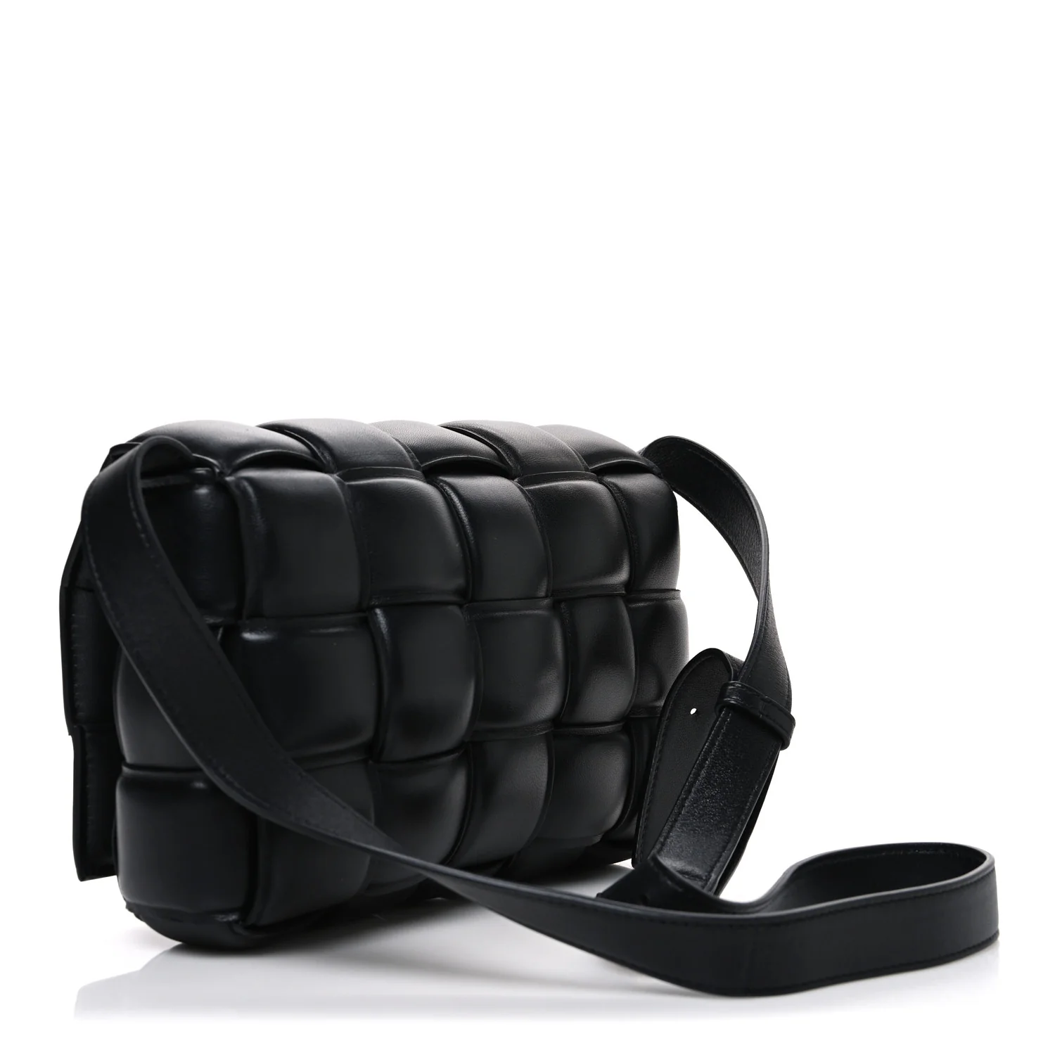 Nappa Maxi Intreccio Padded Cassette Crossbody Bag Black - Image 2
