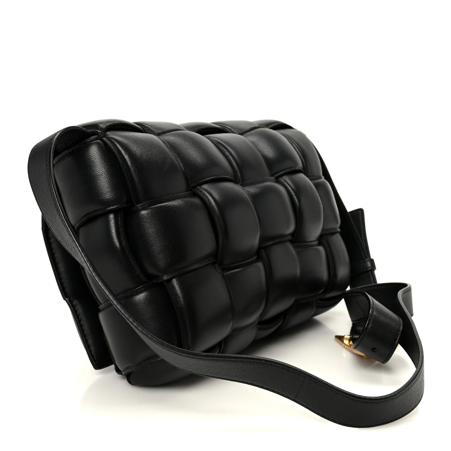 Nappa Maxi Intreccio Padded Cassette Crossbody Bag Black - Image 3